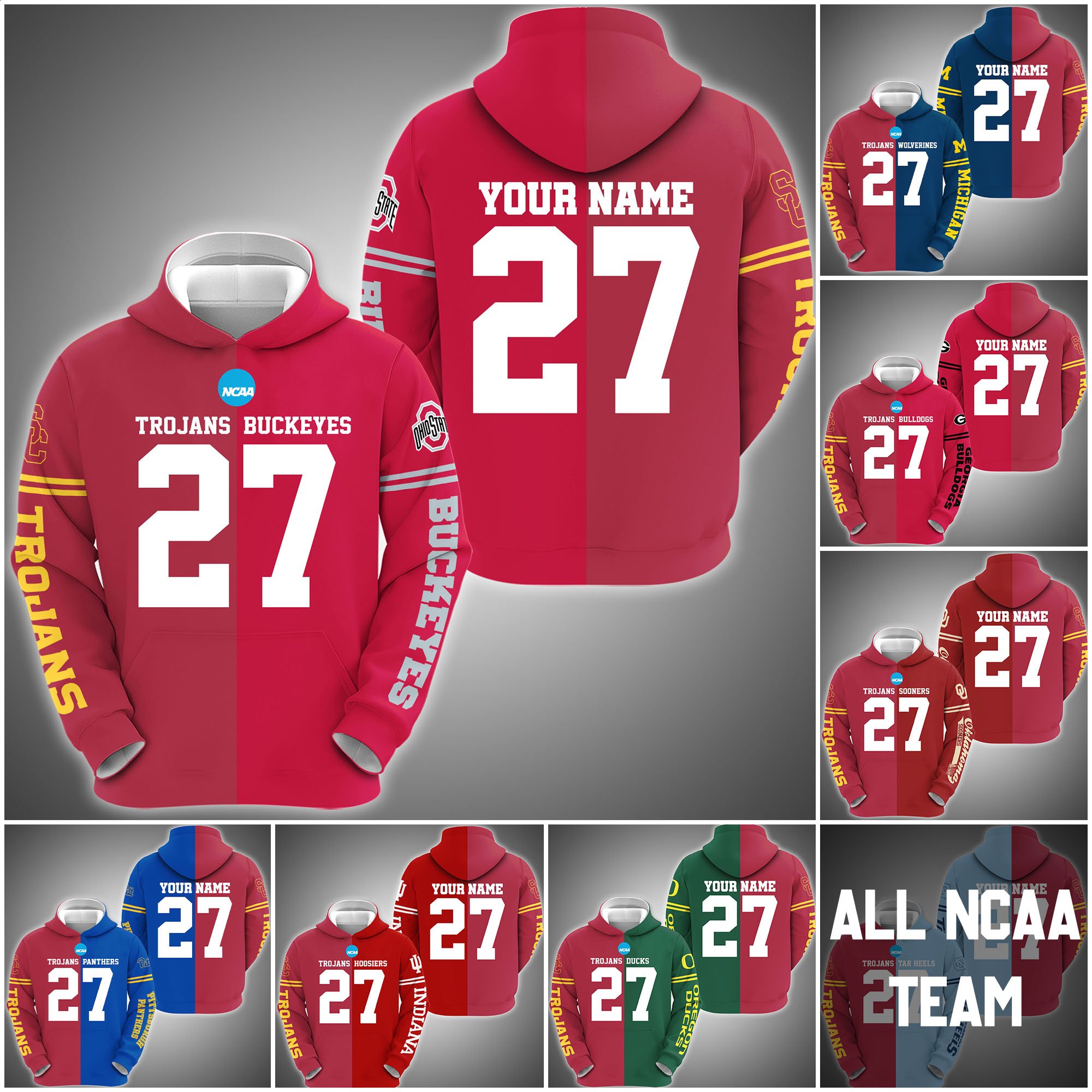 USC Trojans House Divided Hoodie Custom Name, Year And Team, Sport Shirts For Fan ETRG-63011