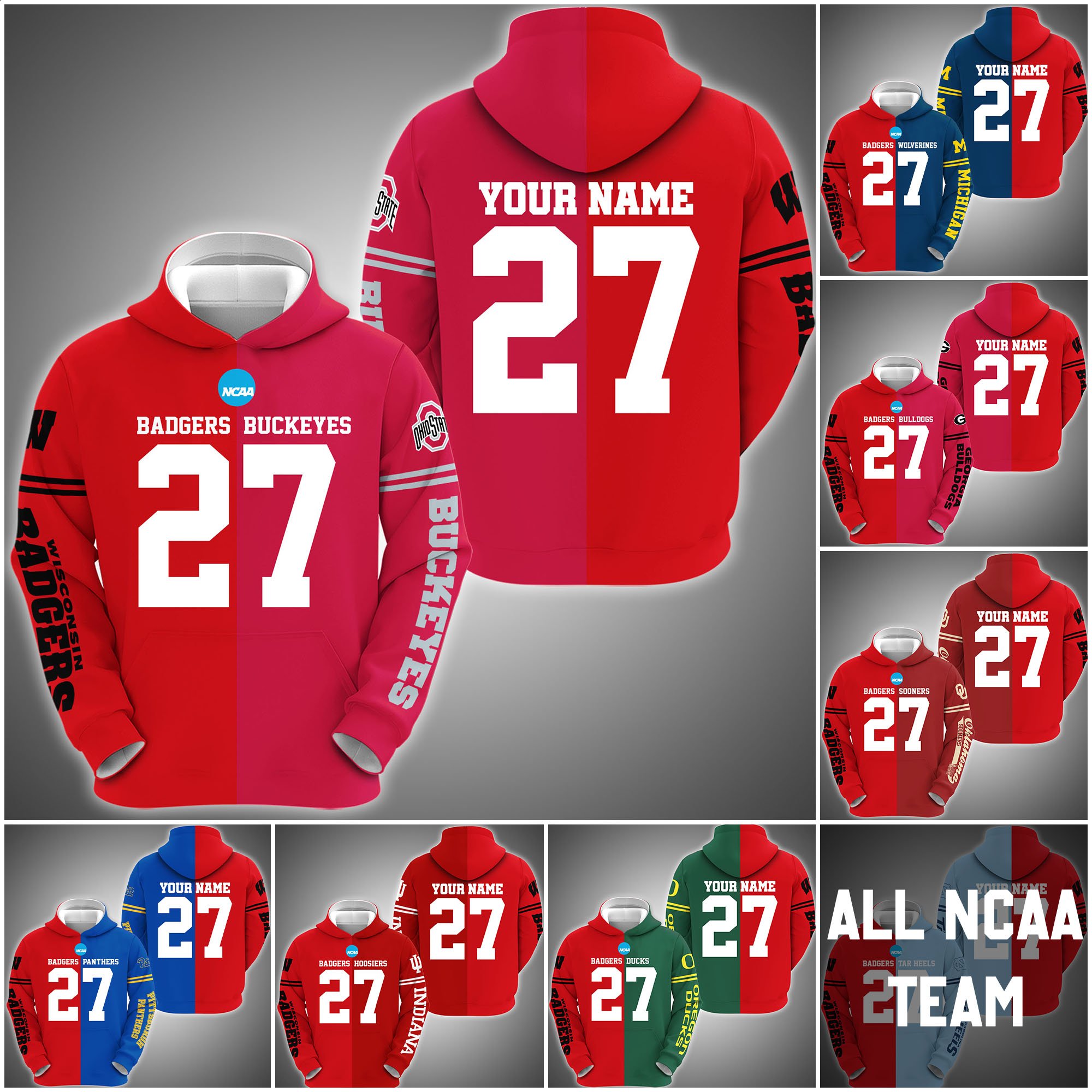 Wisconsin Badgers House Divided Hoodie Custom Name, Year And Team, Sport Shirts For Fan ETRG-63011