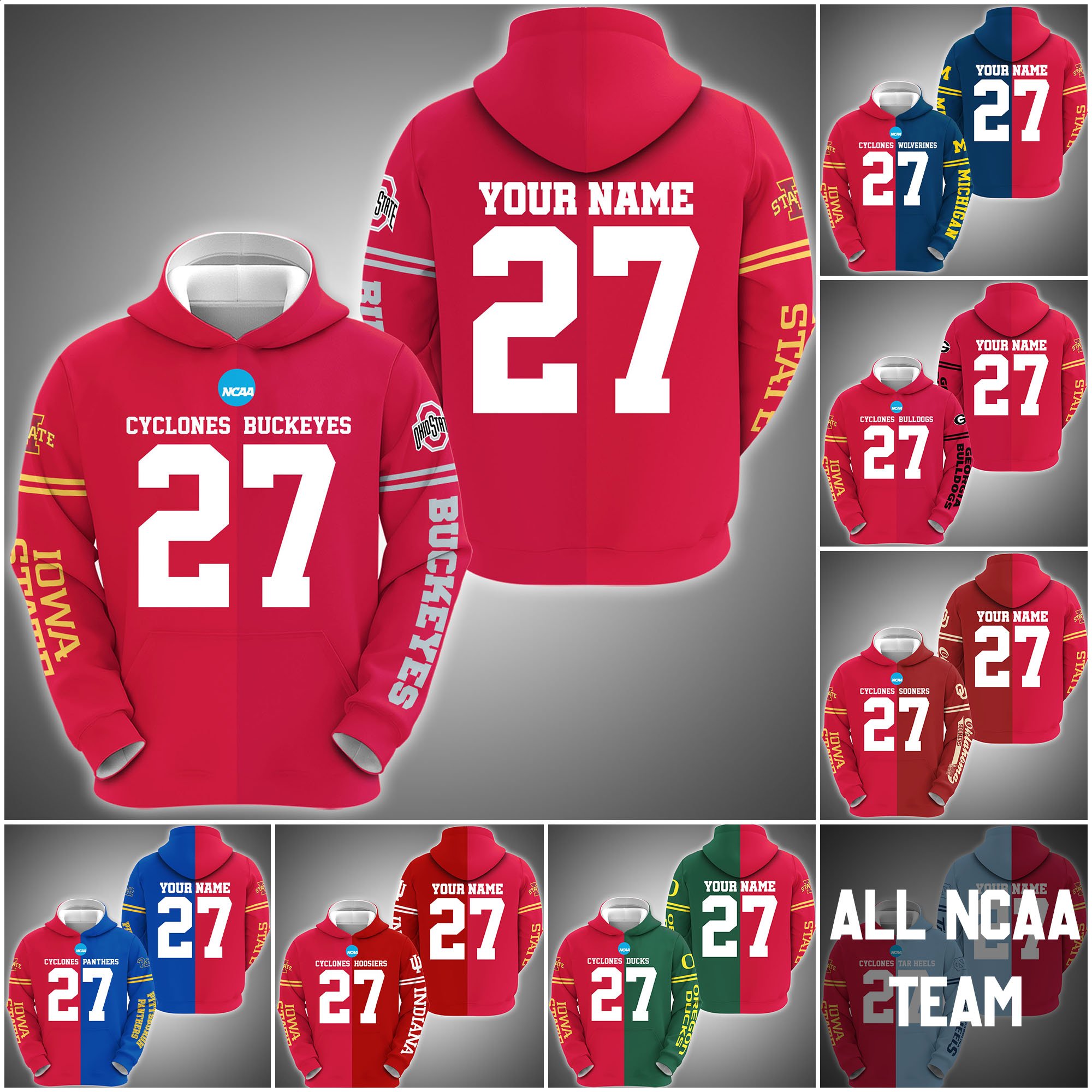 Iowa State Cyclones House Divided Hoodie Custom Name, Year And Team, Sport Shirts For Fan ETRG-63011