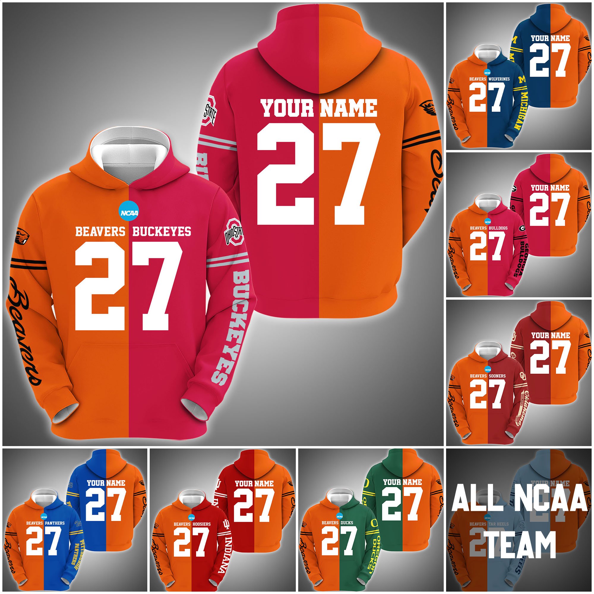 Oregon State Beavers House Divided Hoodie Custom Name, Year And Team, Sport Shirts For Fan ETRG-63011