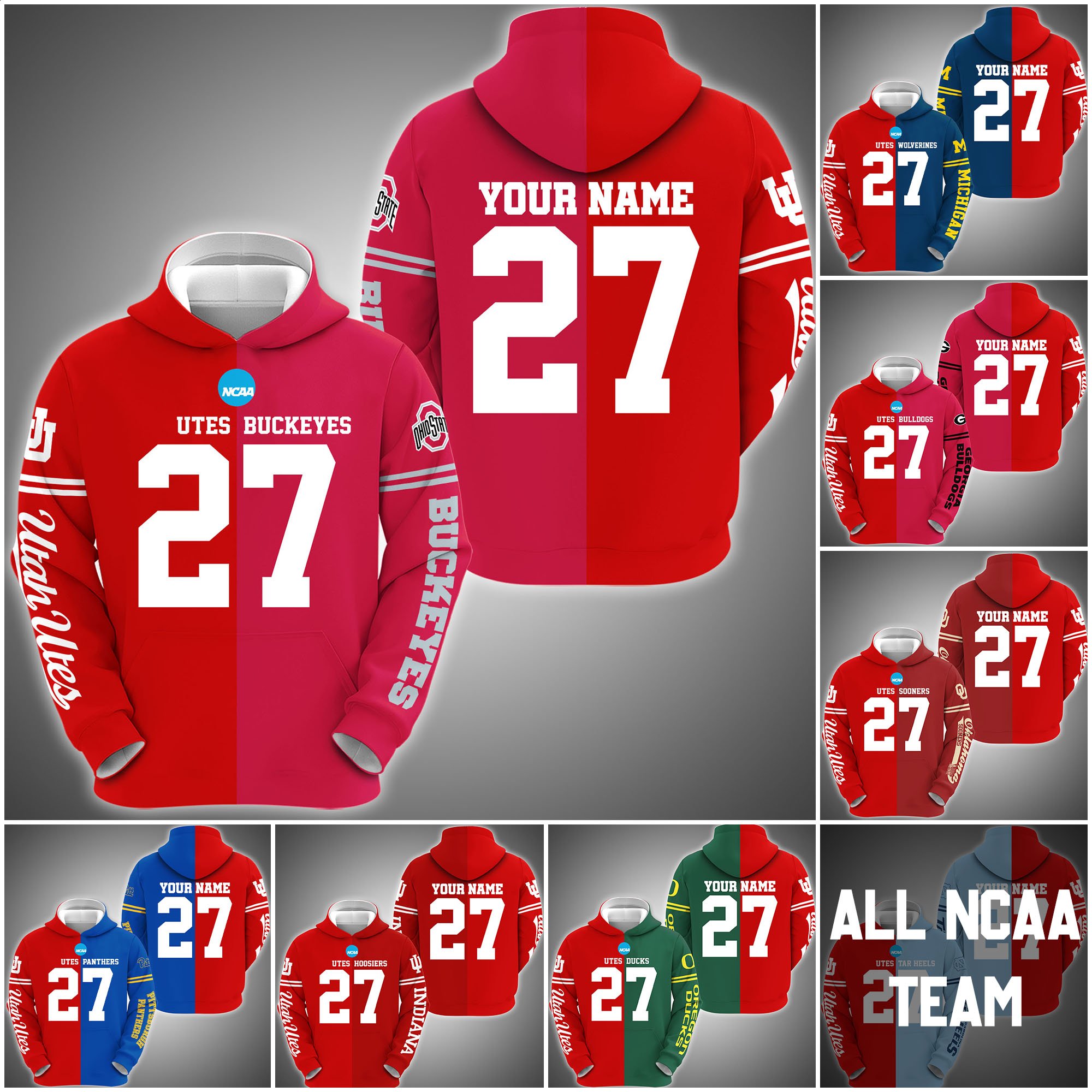 Utah Utes House Divided Hoodie Custom Name, Year And Team, Sport Shirts For Fan ETRG-63011