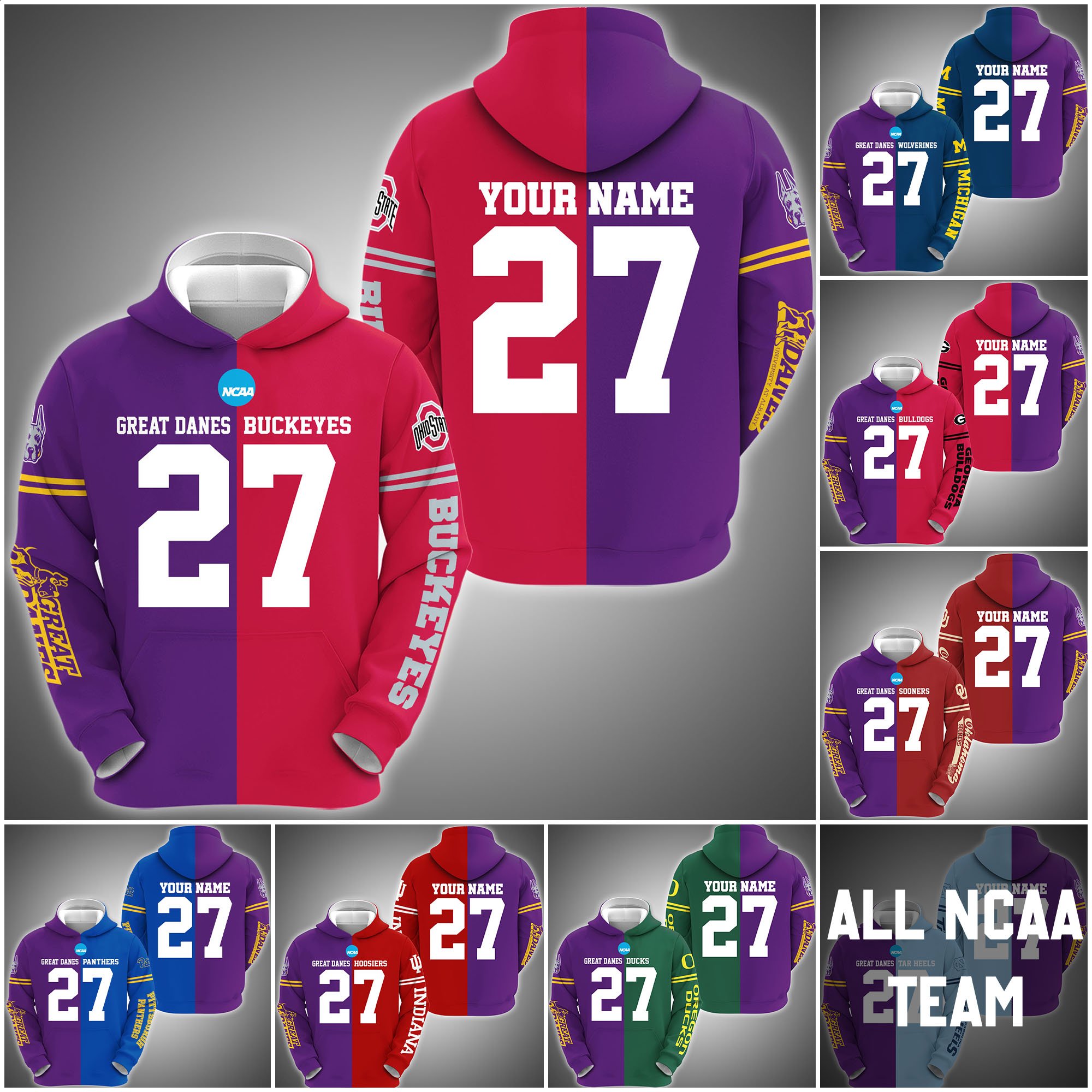 Albany Great Danes House Divided Hoodie Custom Name, Year And Team, Sport Shirts For Fan ETRG-63011