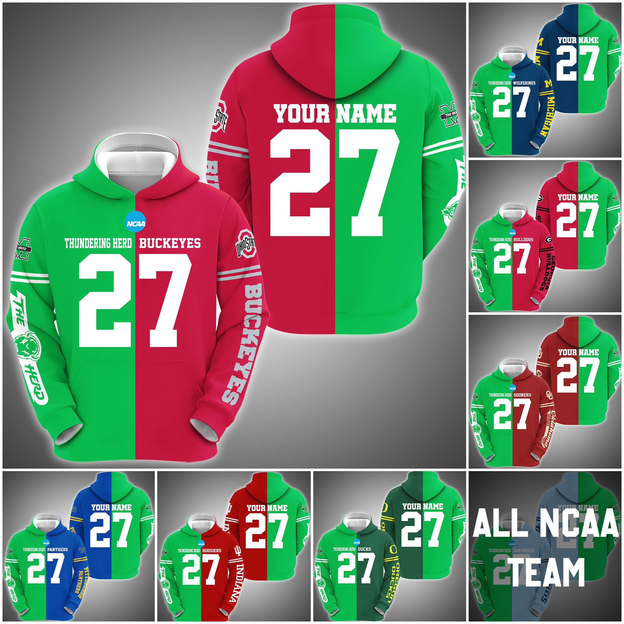 Marshall Thundering Herd House Divided Hoodie Custom Name, Year And Team, Sport Shirts For Fan ETRG-63011