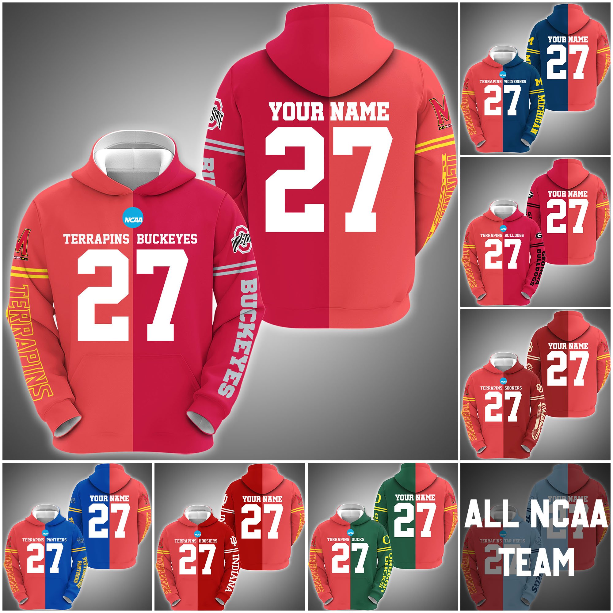 Maryland Terrapins House Divided Hoodie Custom Name, Year And Team, Sport Shirts For Fan ETRG-63011