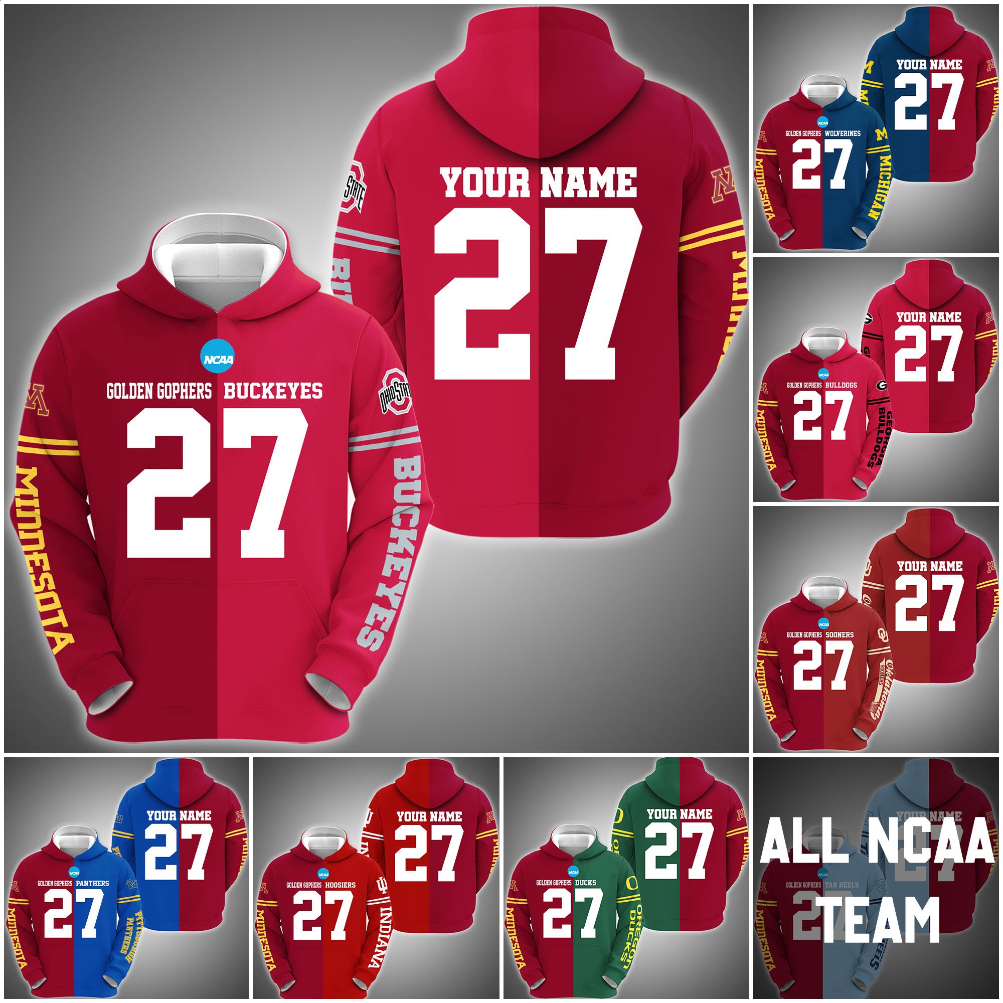 Minnesota Golden Gophers House Divided Hoodie Custom Name, Year And Team, Sport Shirts For Fan ETRG-63011