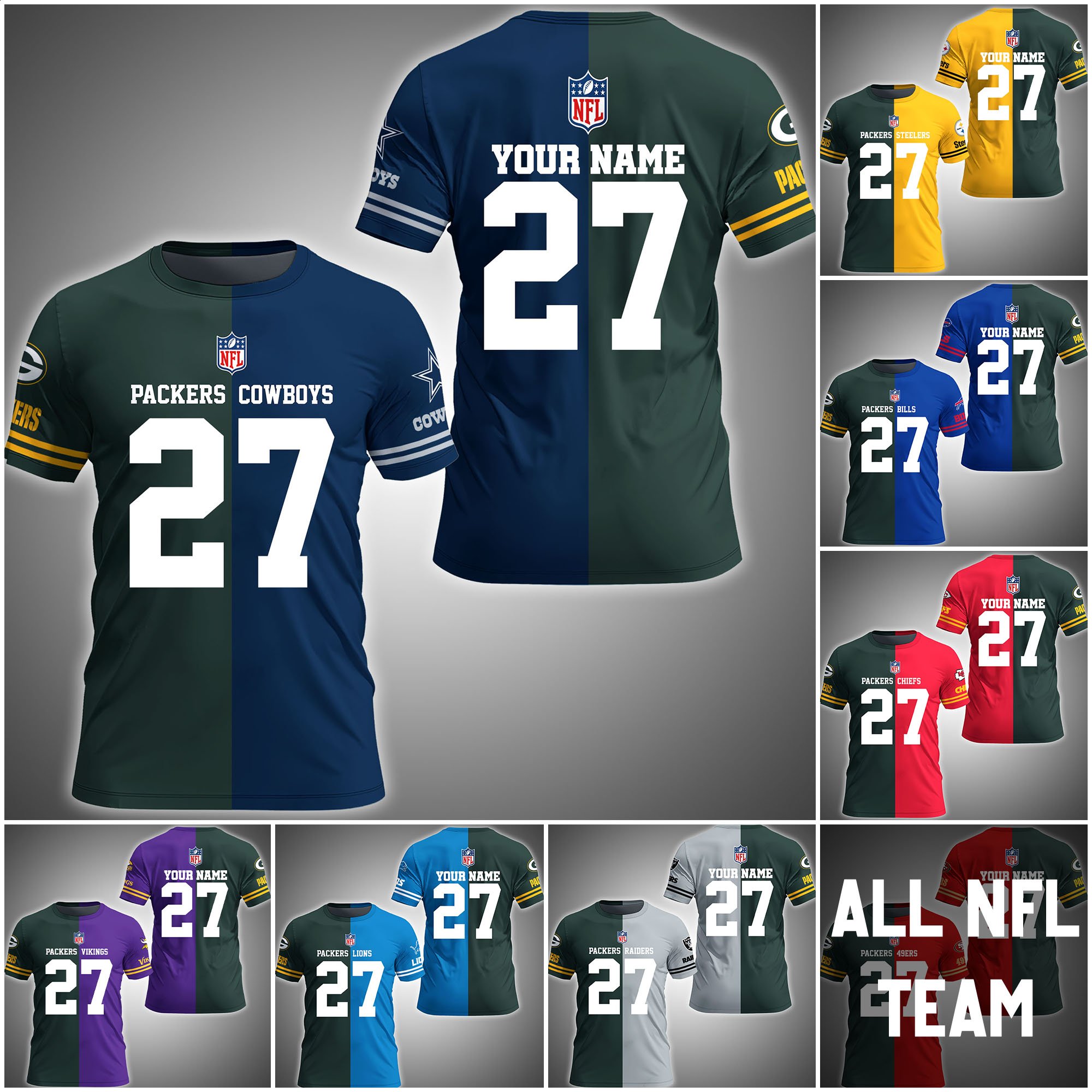 Green Bay Packers House Divided T-shirt Custom Name, Year And Team, Sport Shirts For Fan ETRG-63004