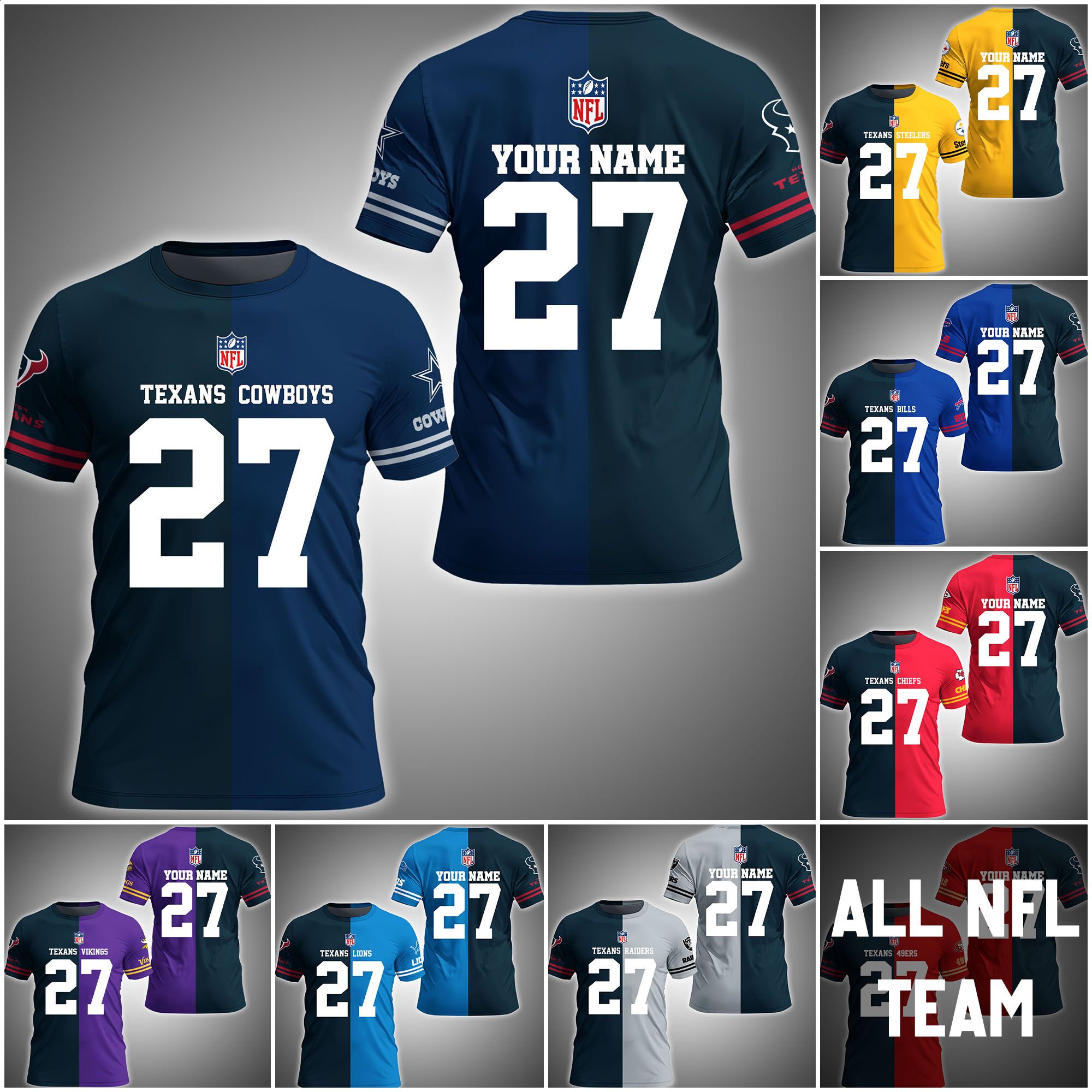 Houston Texans House Divided T-shirt Custom Name, Year And Team, Sport Shirts For Fan ETRG-63004