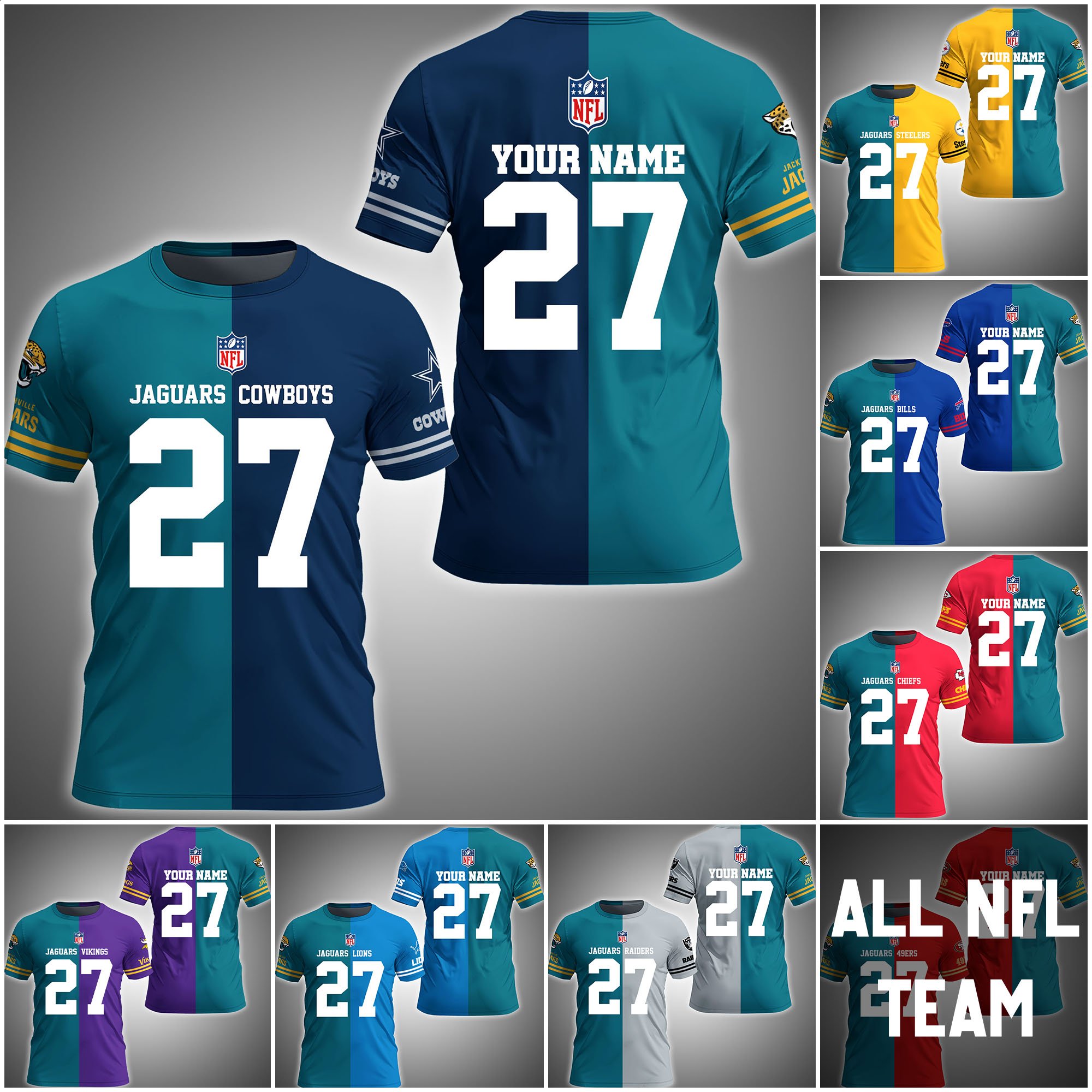 Jacksonville Jaguars House Divided T-shirt Custom Name, Year And Team, Sport Shirts For Fan ETRG-63004