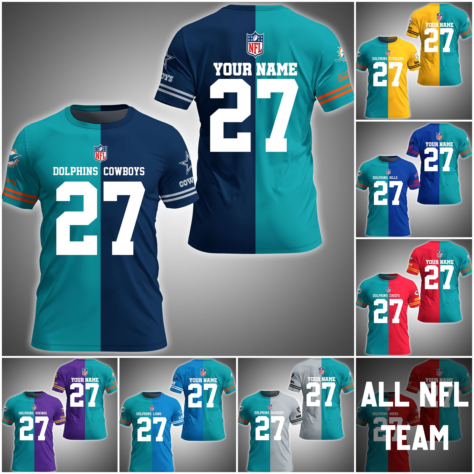 Miami Dolphins House Divided T-shirt Custom Name, Year And Team, Sport Shirts For Fan ETRG-63004