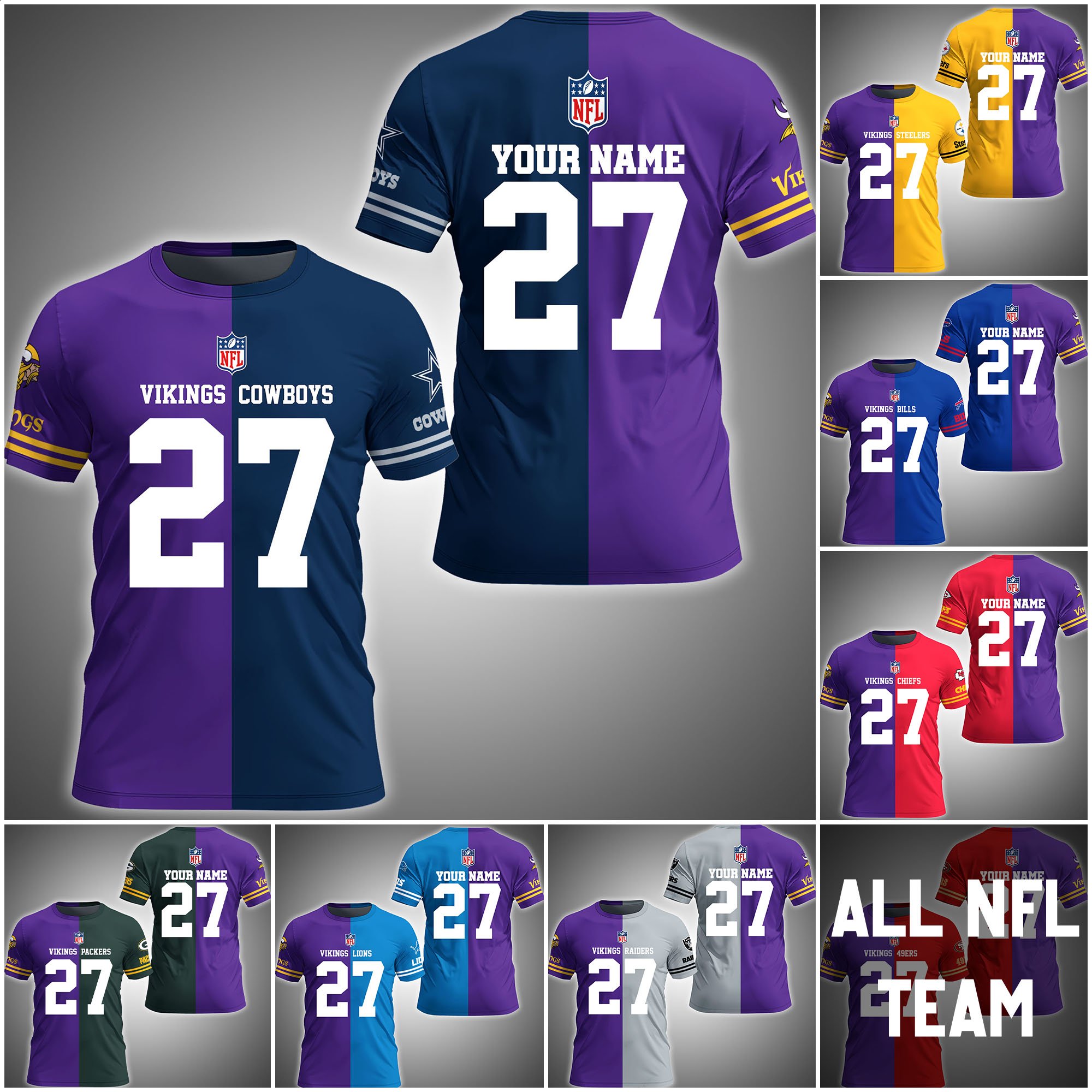 Minnesota Vikings House Divided T-shirt Custom Name, Year And Team, Sport Shirts For Fan ETRG-63004