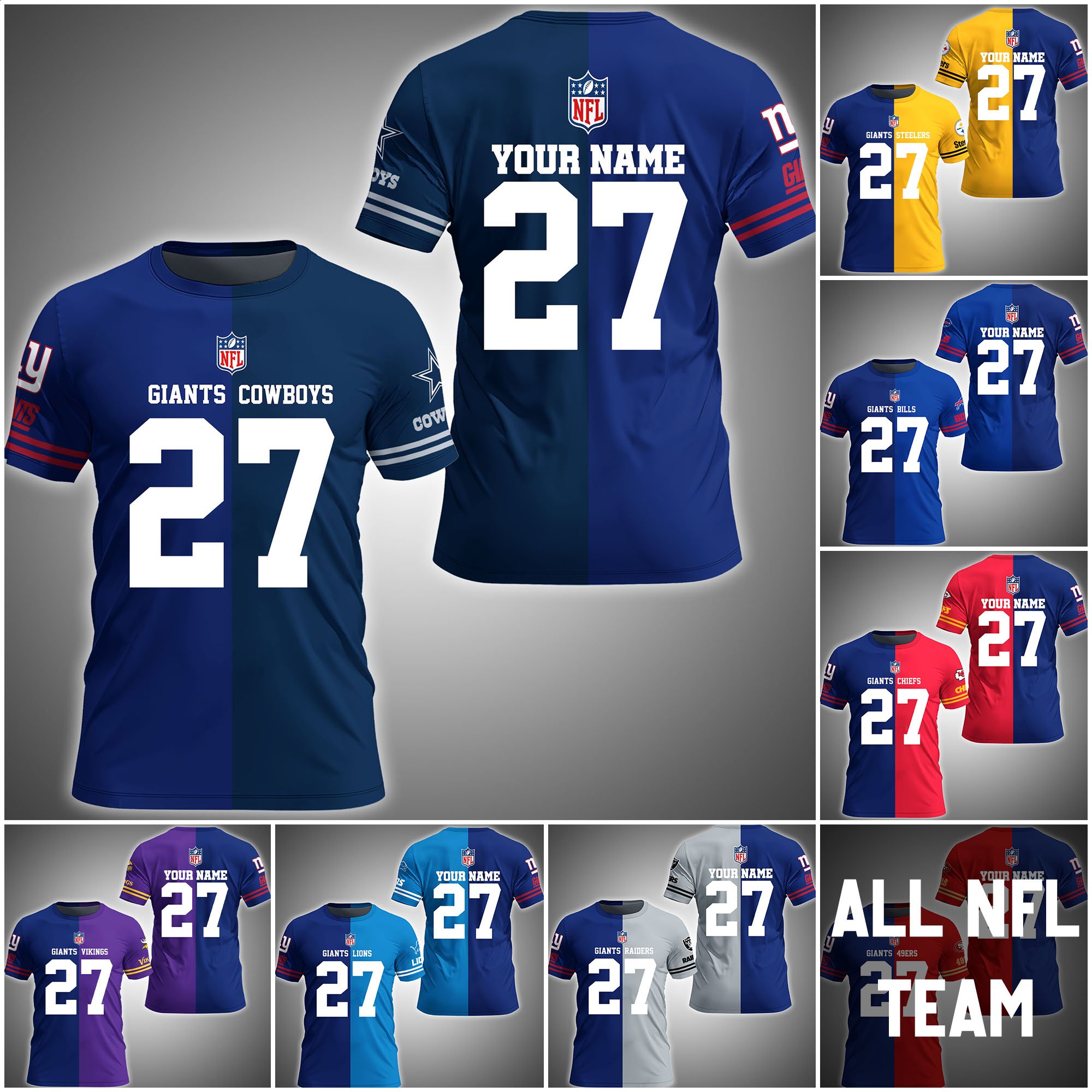 New York Giants House Divided T-shirt Custom Name, Year And Team, Sport Shirts For Fan ETRG-63004