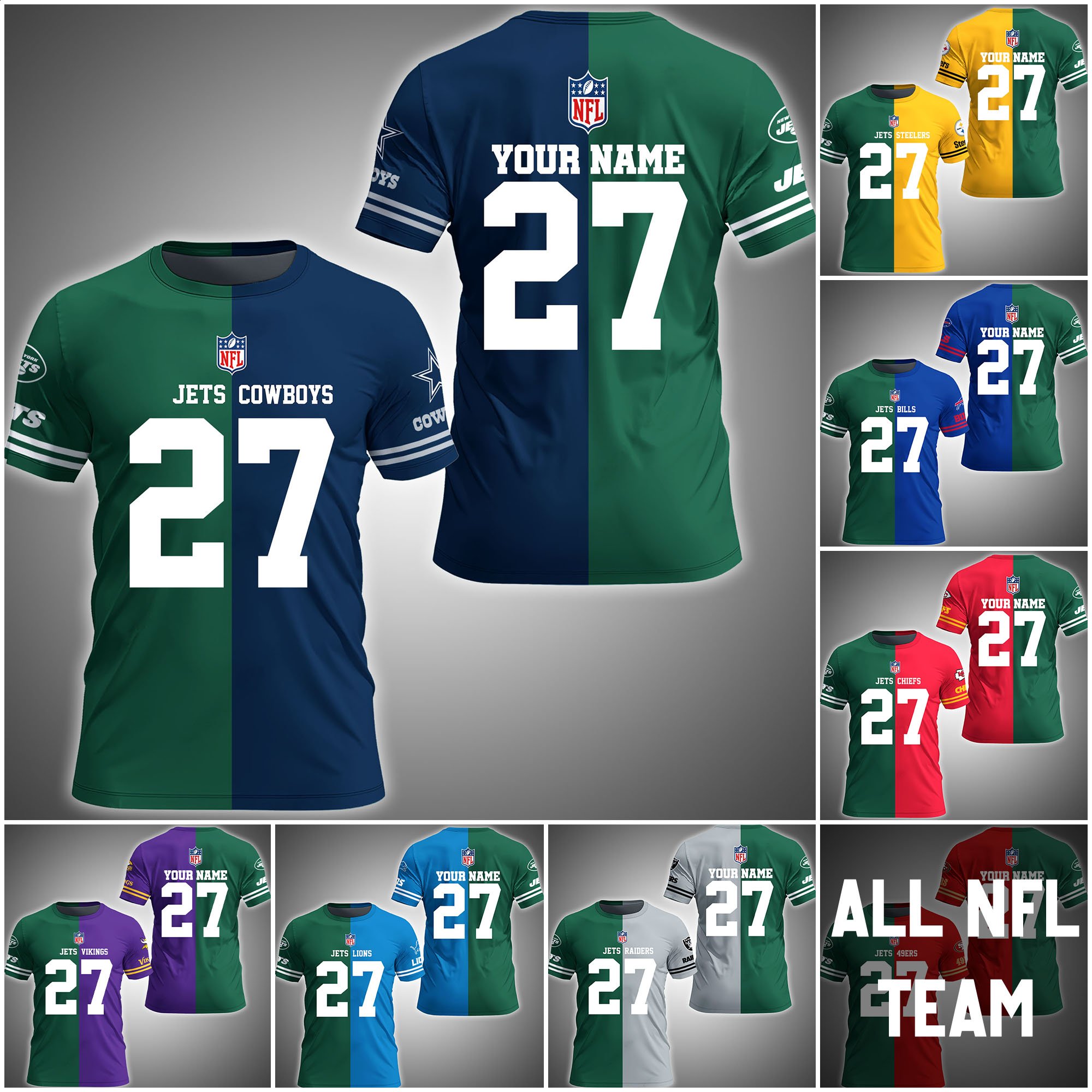 New York Jets House Divided T-shirt Custom Name, Year And Team, Sport Shirts For Fan ETRG-63004