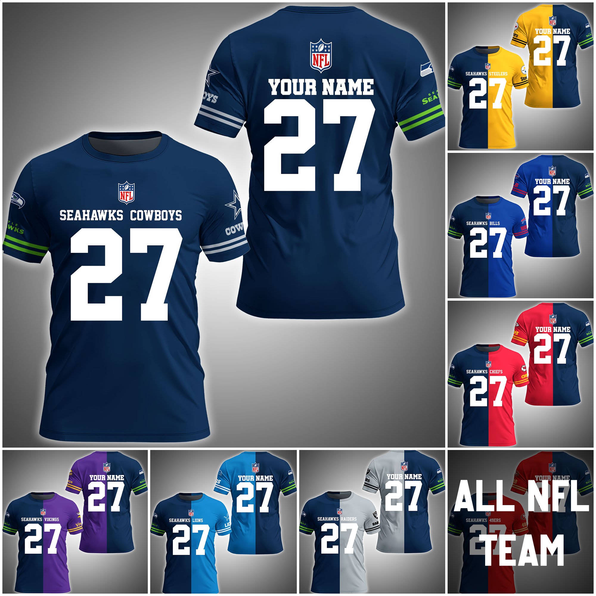 Seattle Seahawks House Divided T-shirt Custom Name, Year And Team, Sport Shirts For Fan ETRG-63004