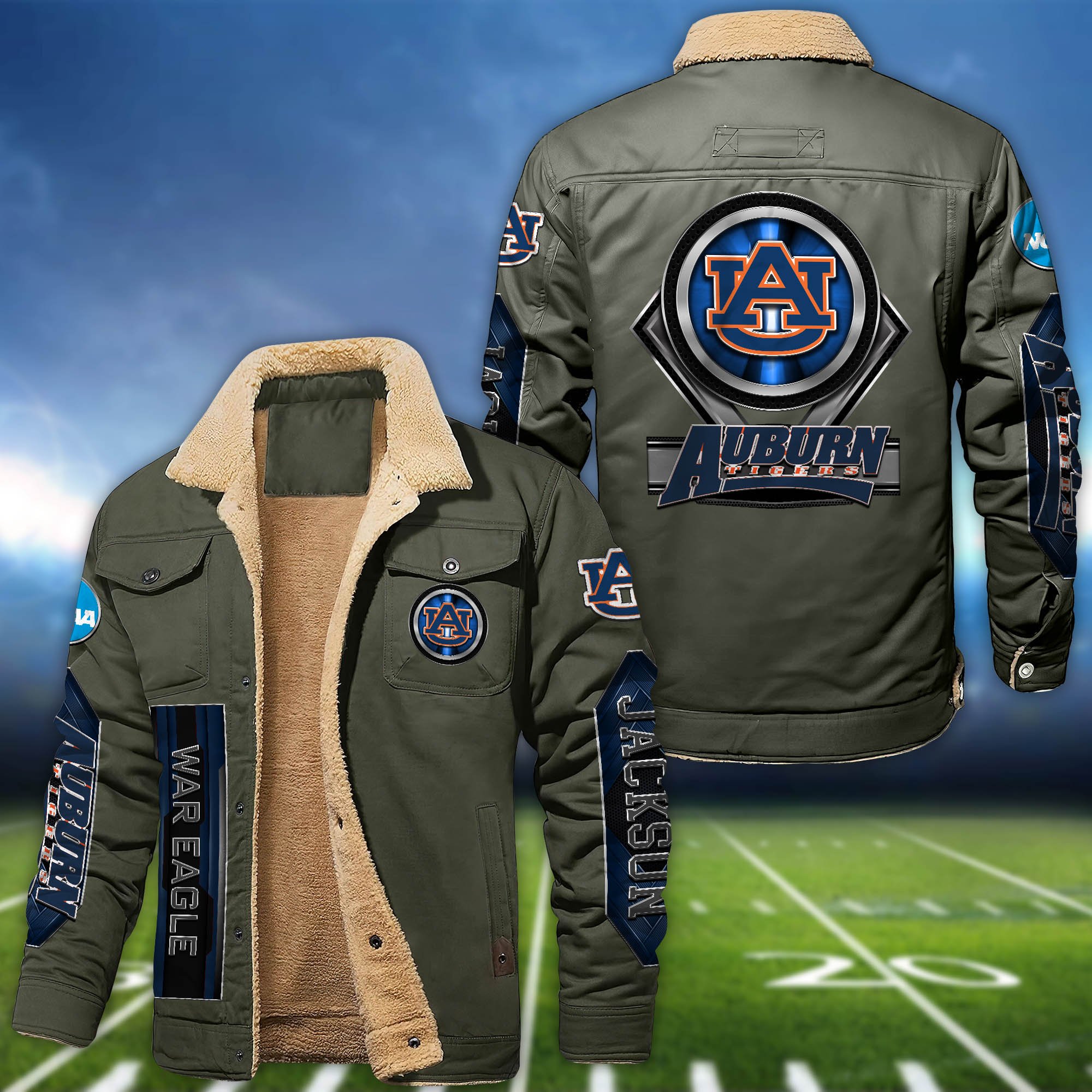 Alternative view of Auburn Tigers Fleece Bomber Jacket 2024 Version Custom Name, Sport Team Jacket For Fans ETHY-63069