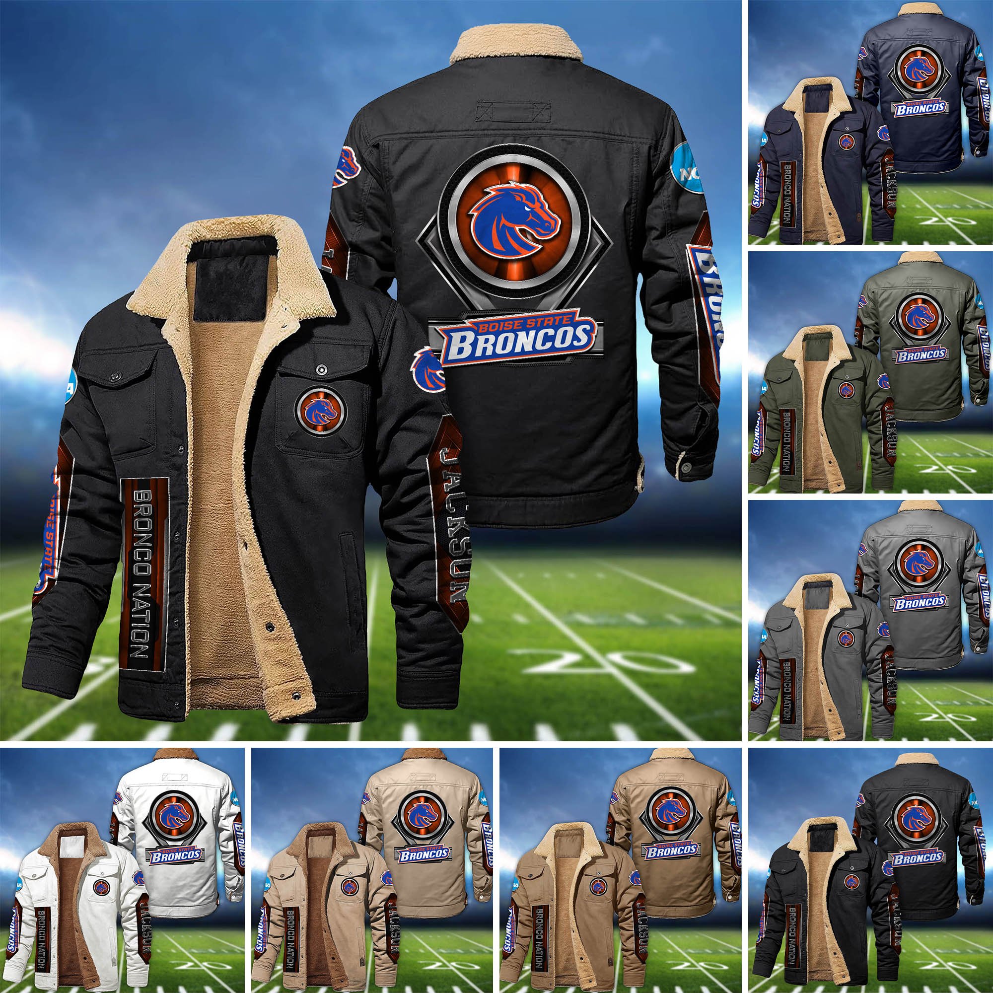 Boise State Broncos Fleece Bomber Jacket 2024 Version Custom Name, Sport Team Jacket For Fans ETHY-63069