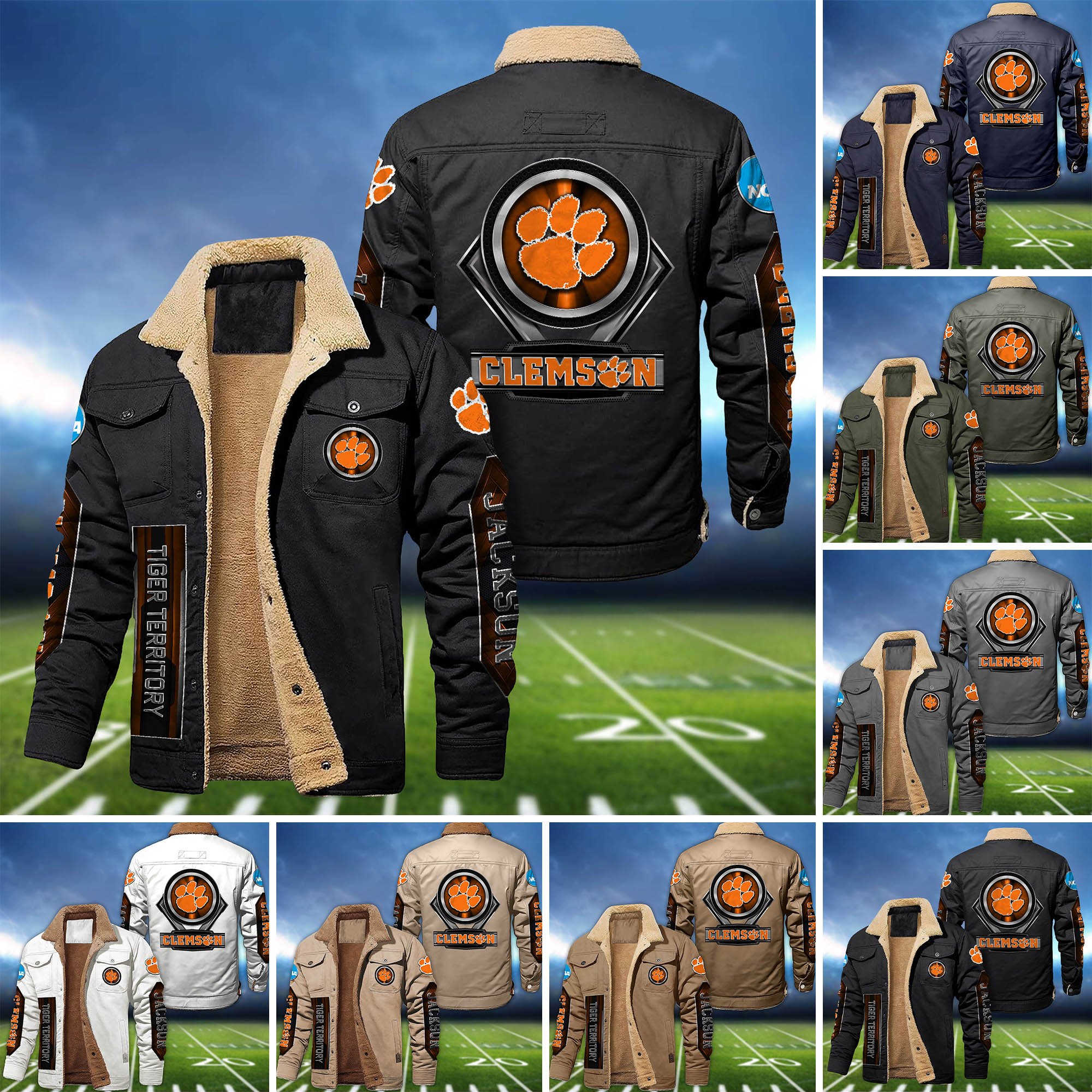 Clemson Tigers Fleece Bomber Jacket 2024 Version Custom Name, Sport Team Jacket For Fans ETHY-63069