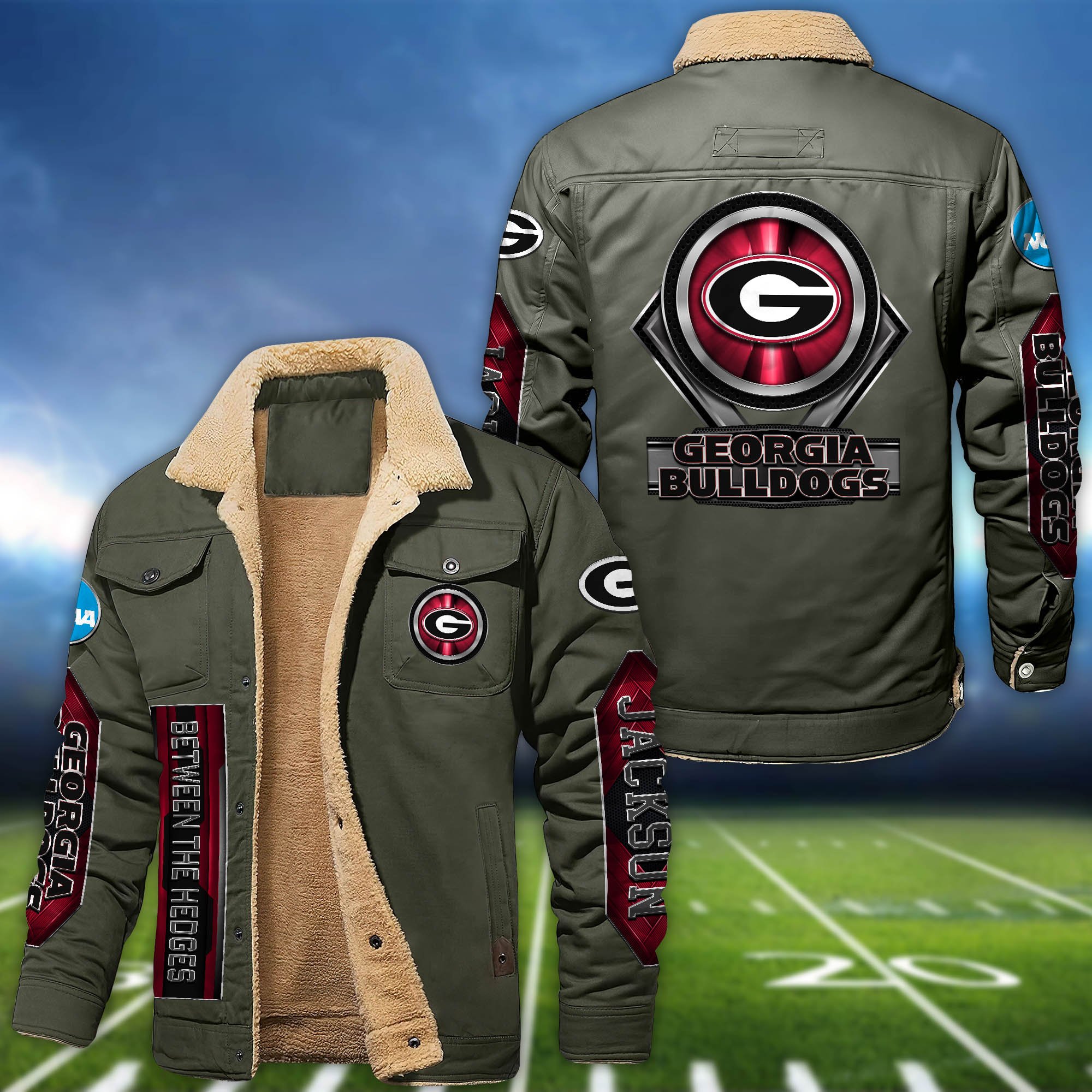Alternative view of Georgia Bulldogs Fleece Bomber Jacket 2024 Version Custom Name, Sport Team Jacket For Fans ETHY-63069