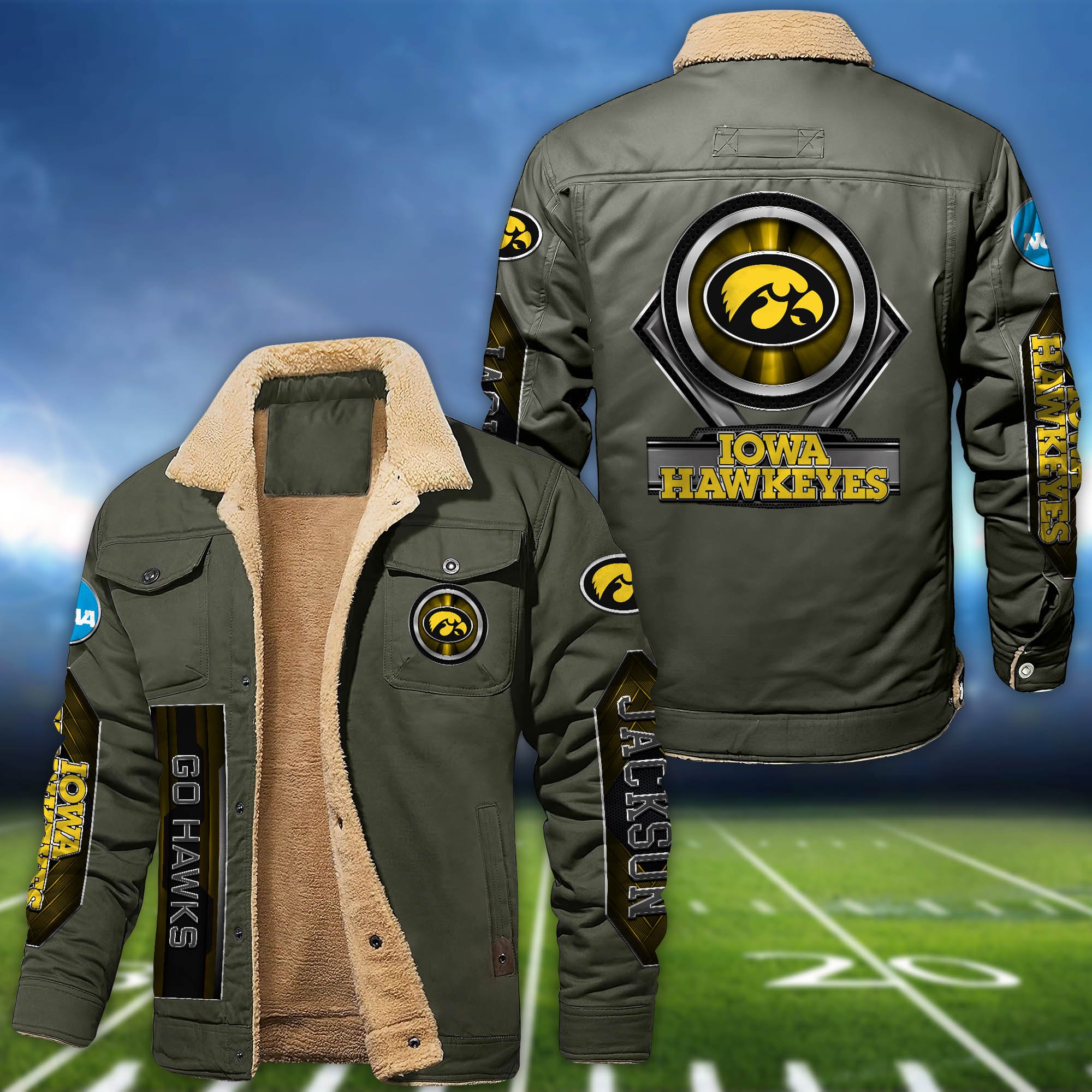 Alternative view of Iowa Hawkeyes Fleece Bomber Jacket 2024 Version Custom Name, Sport Team Jacket For Fans ETHY-63069
