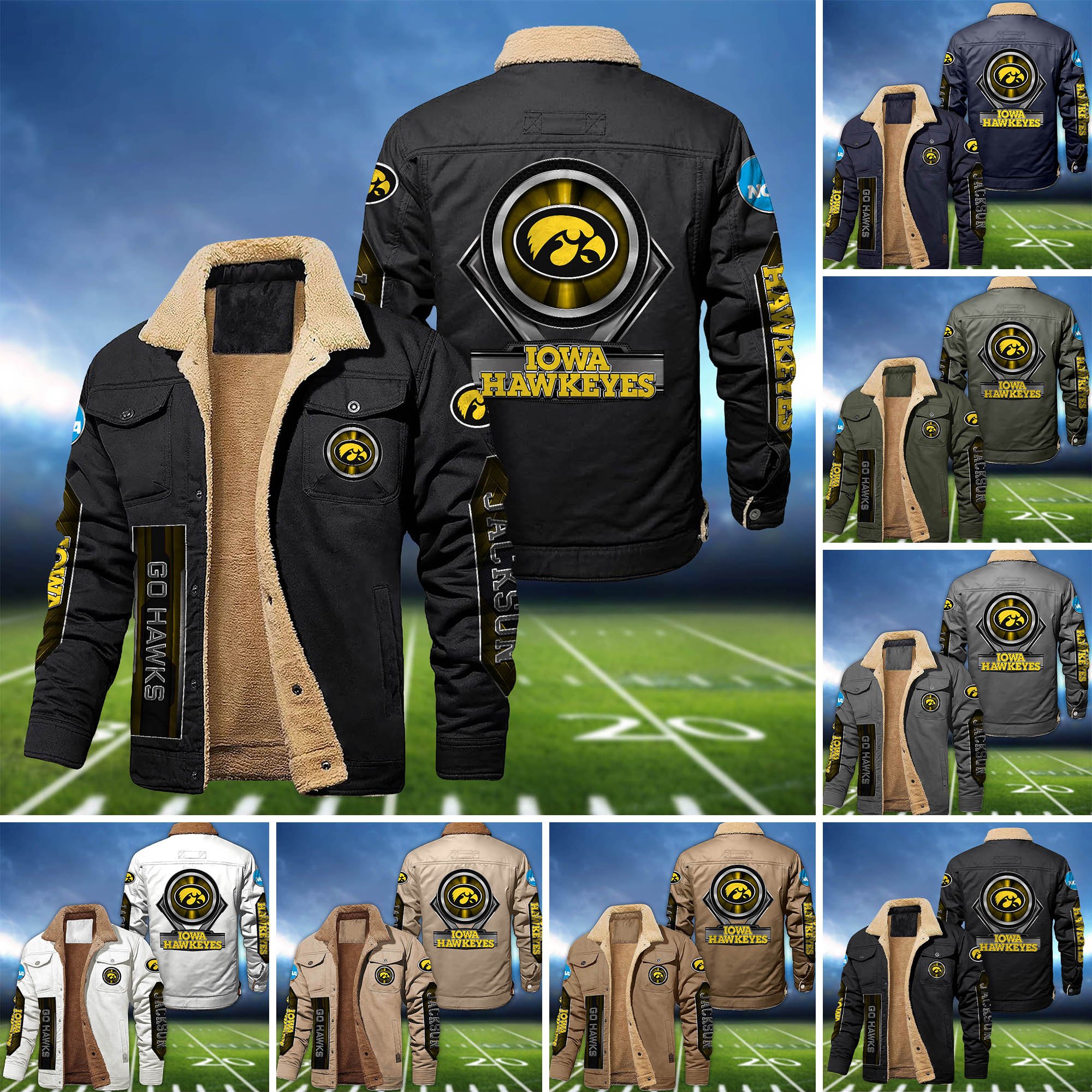 Iowa Hawkeyes Fleece Bomber Jacket 2024 Version Custom Name, Sport Team Jacket For Fans ETHY-63069