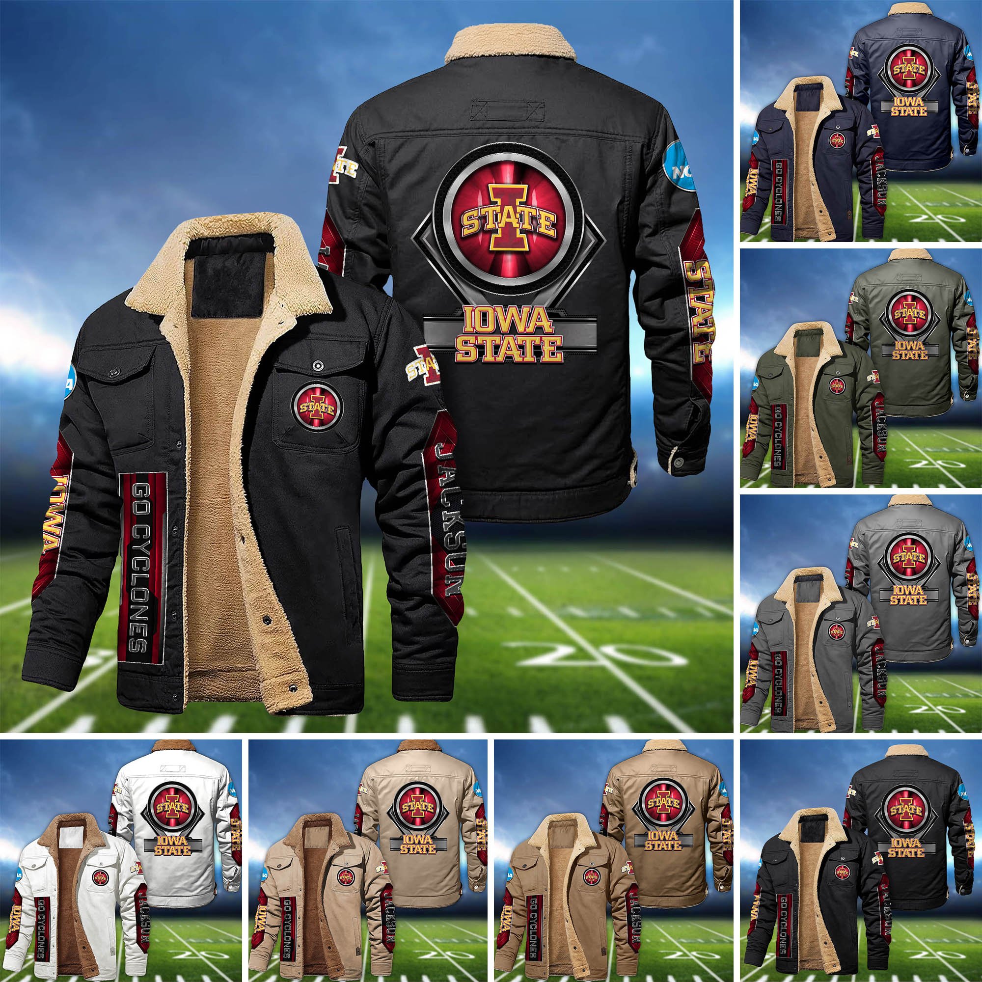 Iowa State Cyclones Fleece Bomber Jacket 2024 Version Custom Name, Sport Team Jacket For Fans ETHY-63069