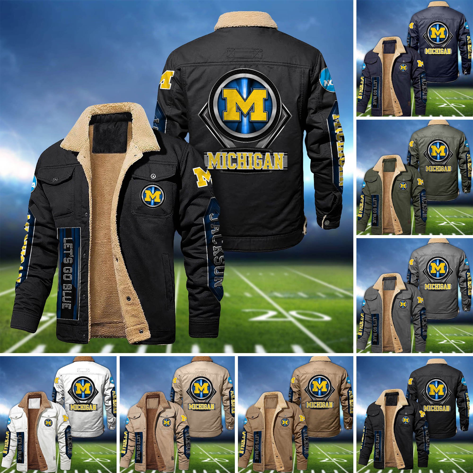 Michigan Wolverines Fleece Bomber Jacket 2024 Version Custom Name, Sport Team Jacket For Fans ETHY-63069