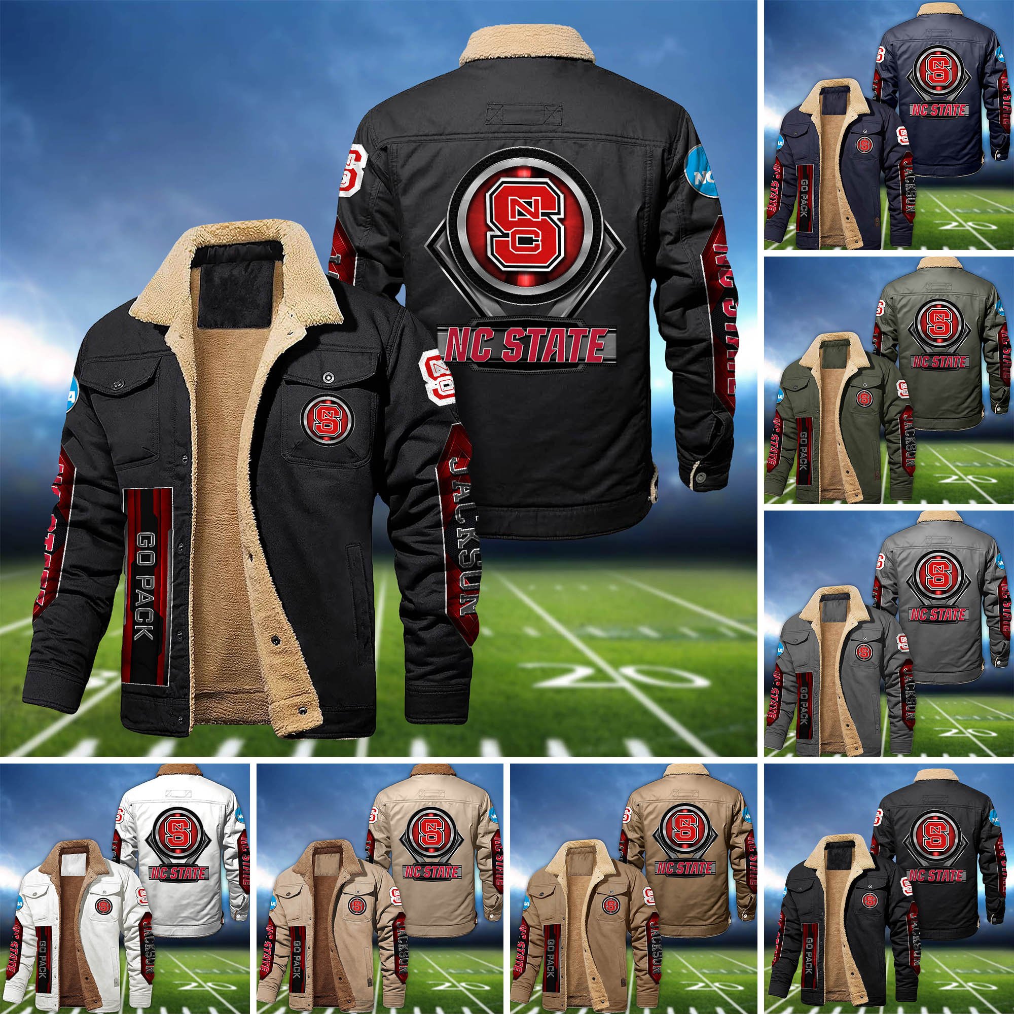 NC State Wolfpack Fleece Bomber Jacket 2024 Version Custom Name, Sport Team Jacket For Fans ETHY-63069