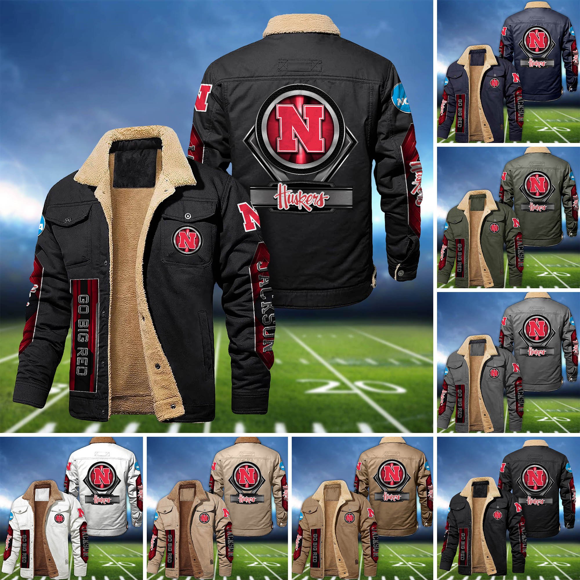 Nebraska Cornhuskers Fleece Bomber Jacket 2024 Version Custom Name, Sport Team Jacket For Fans ETHY-63069