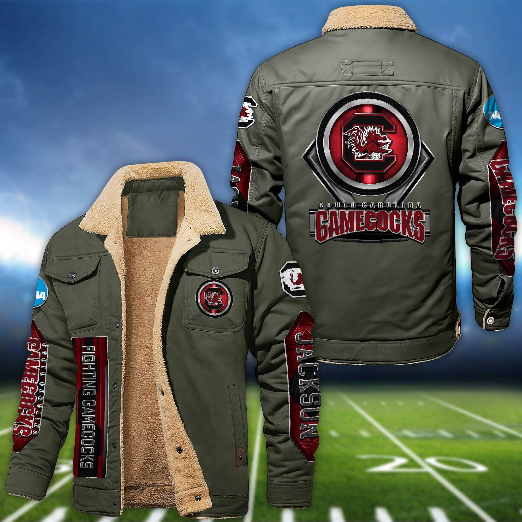 Alternative view of South Carolina Gamecocks Fleece Bomber Jacket 2024 Version Custom Name, Sport Team Jacket For Fans ETHY-63069