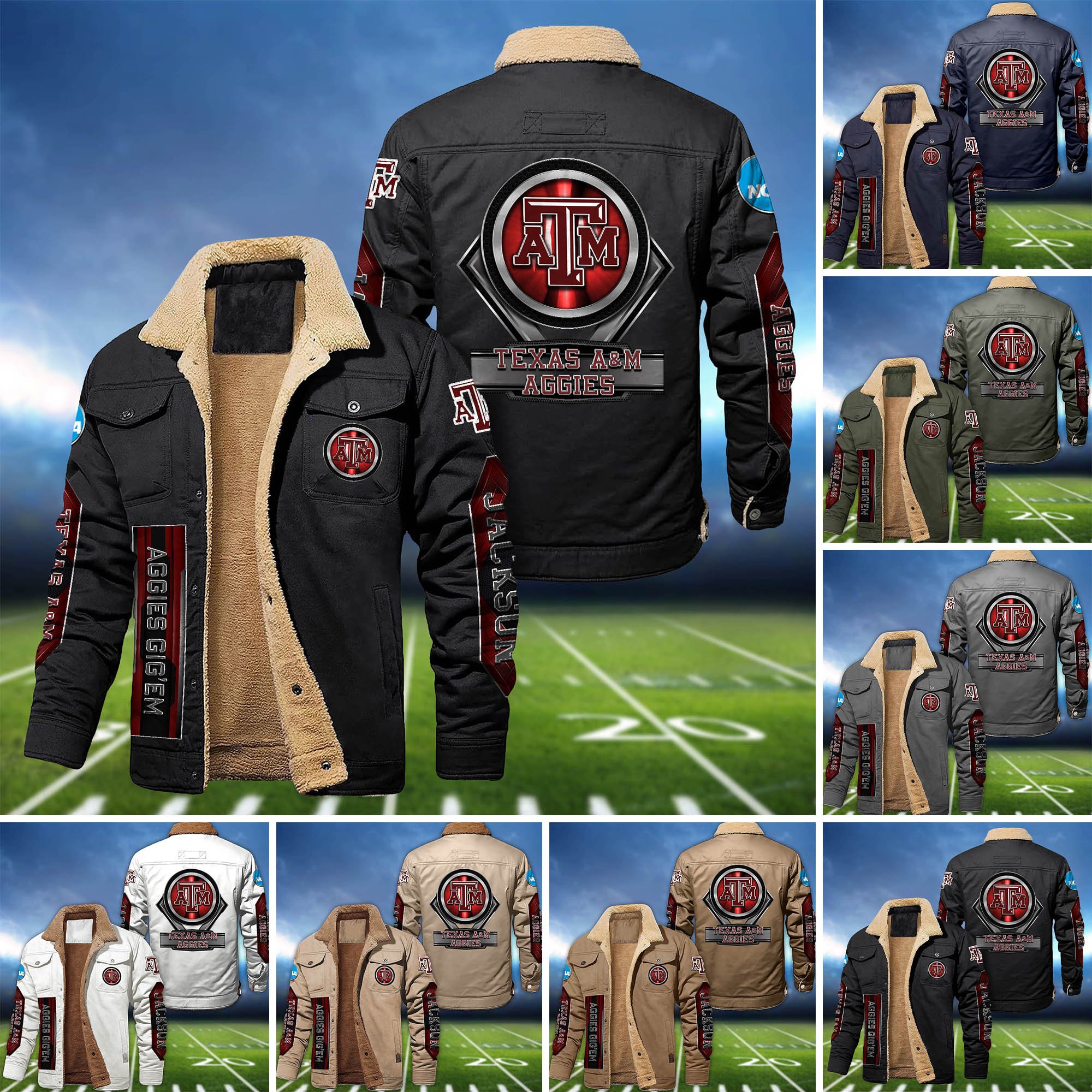 Texas A&M Aggies Fleece Bomber Jacket 2024 Version Custom Name, Sport Team Jacket For Fans ETHY-63069