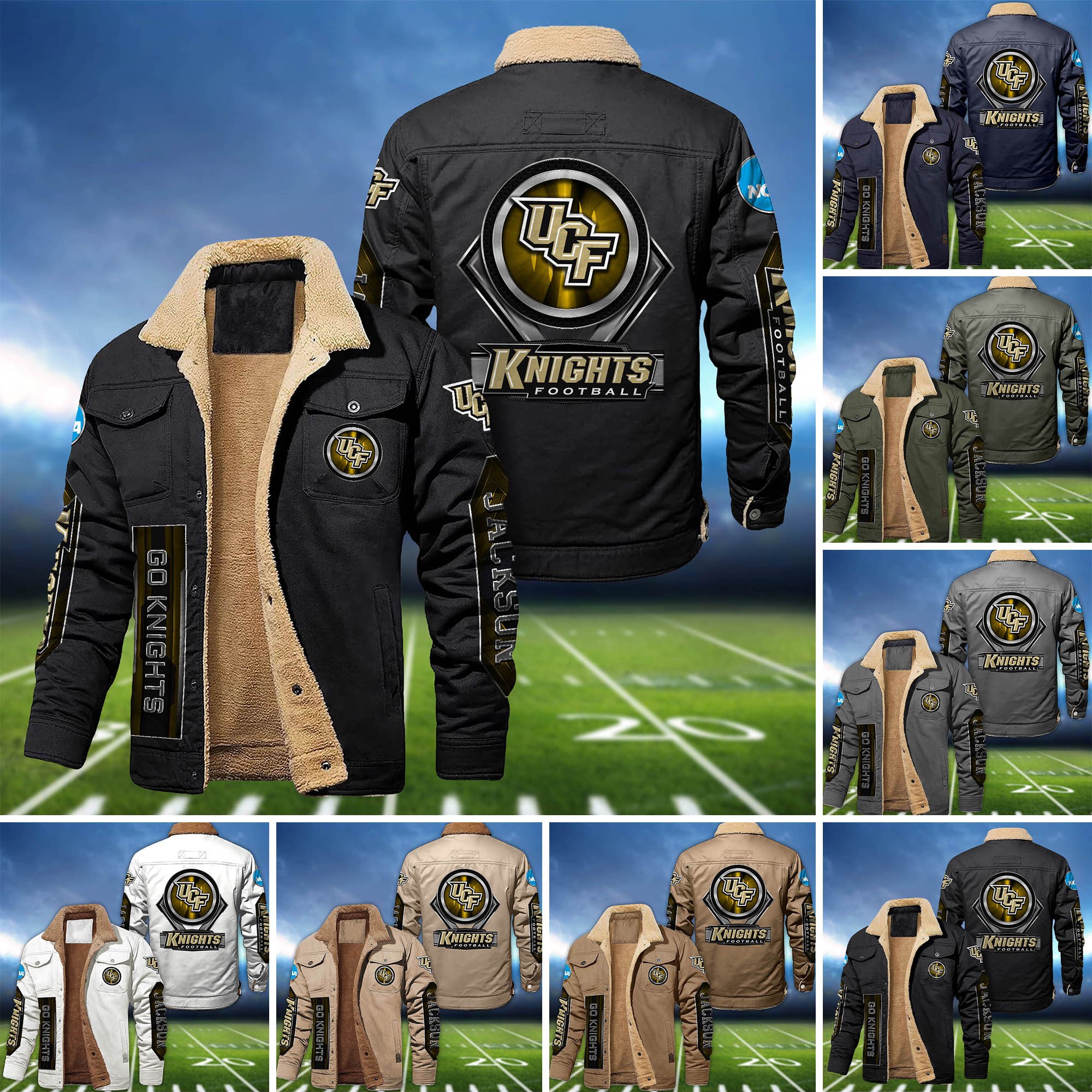 UCF Knights Fleece Bomber Jacket 2024 Version Custom Name, Sport Team Jacket For Fans ETHY-63069