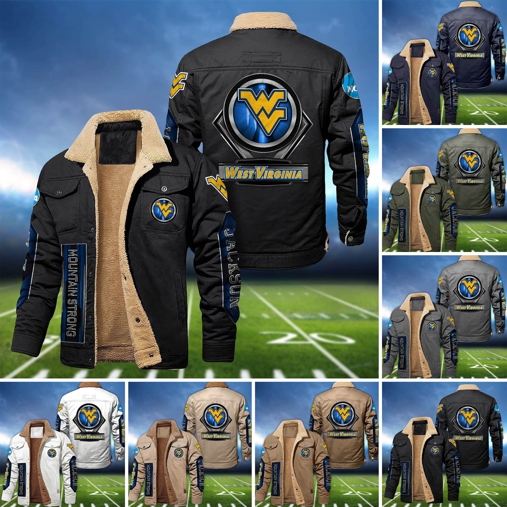 West Virginia Mountaineers Fleece Bomber Jacket 2024 Version Custom Name, Sport Team Jacket For Fans ETHY-63069