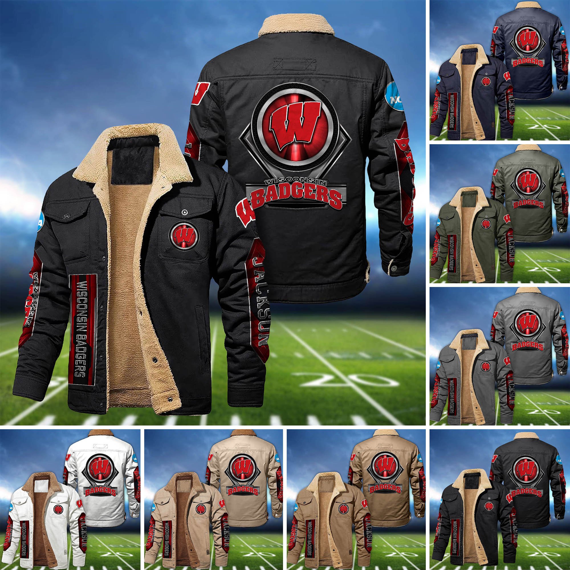 Wisconsin Badgers Fleece Bomber Jacket 2024 Version Custom Name, Sport Team Jacket For Fans ETHY-63069