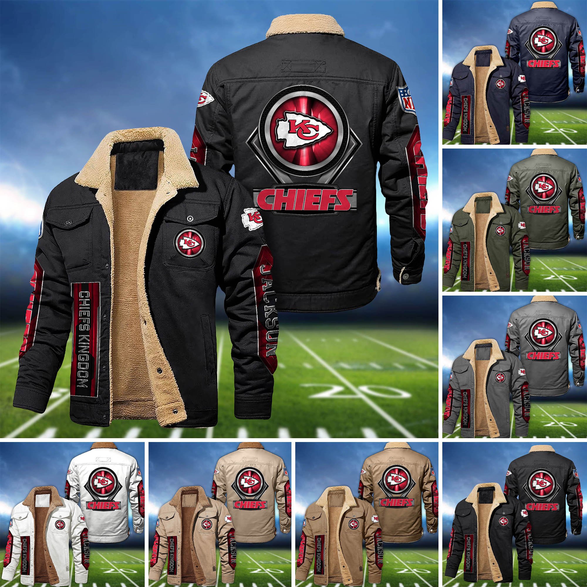 Kansas City Chiefs Fleece Bomber Jacket 2024 Version Custom Name, Sport Team Jacket For Fans ETHY-63069