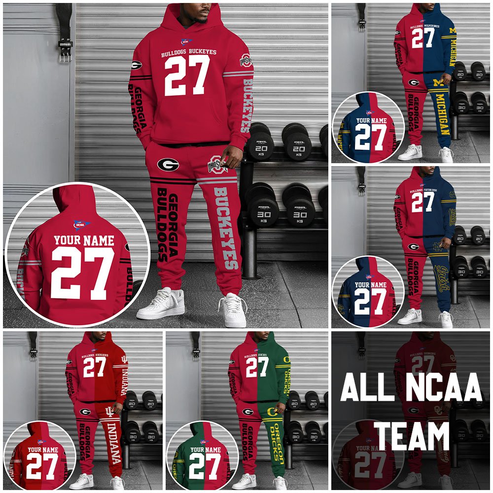 Georgia Bulldogs House Divided Combo Hoodie And Sweatpant Custom Number, Name And Team, Football Gifts For Fan ETRG-63057