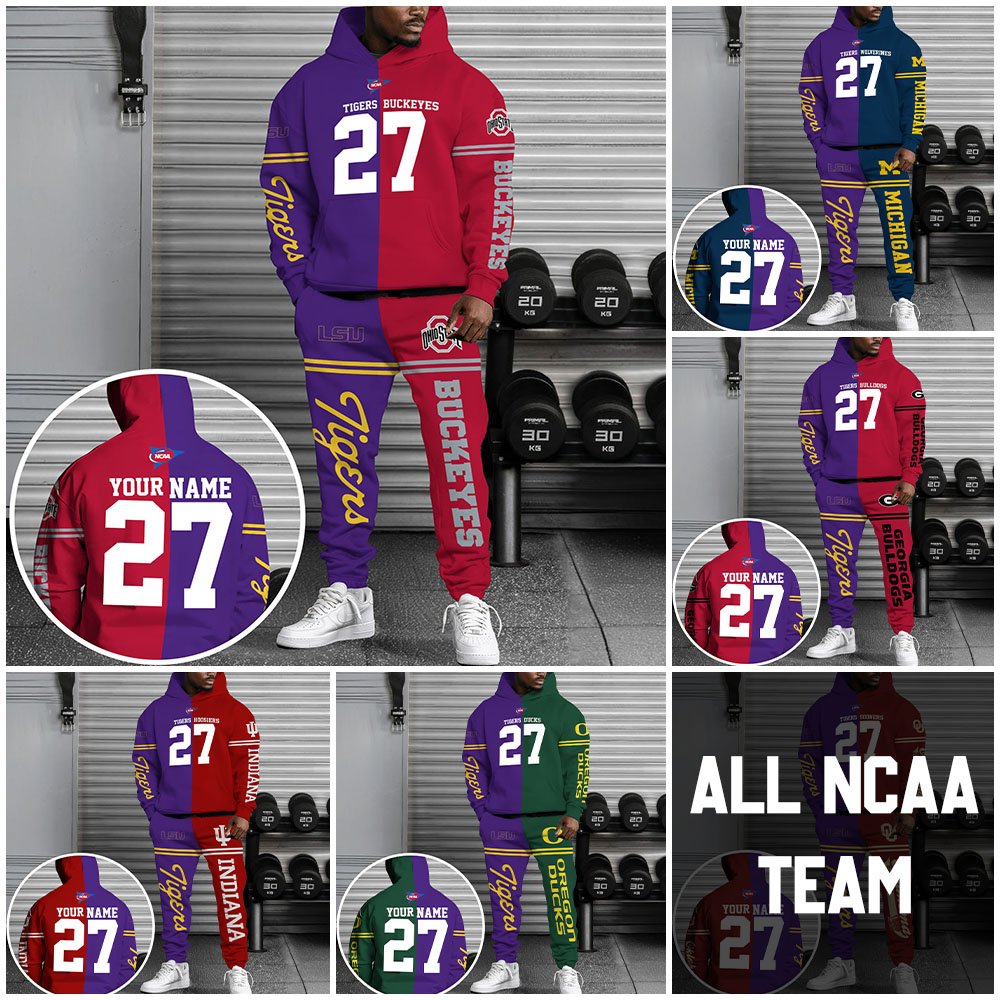 LSU TIGERS House Divided Combo Hoodie And Sweatpant Custom Number, Name And Team, Football Gifts For Fan ETRG-63057