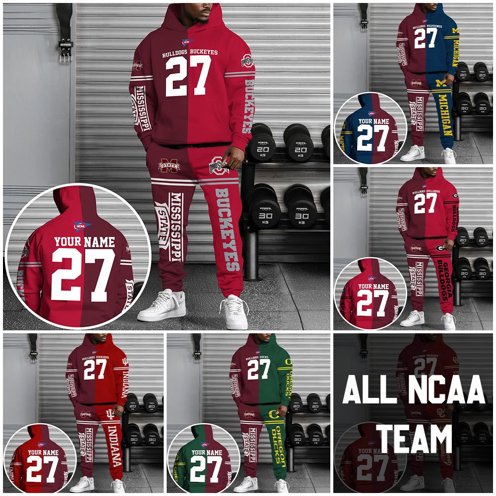 Mississippi State Bulldogs House Divided Combo Hoodie And Sweatpant Custom Number, Name And Team, Football Gifts For Fan ETRG-63057