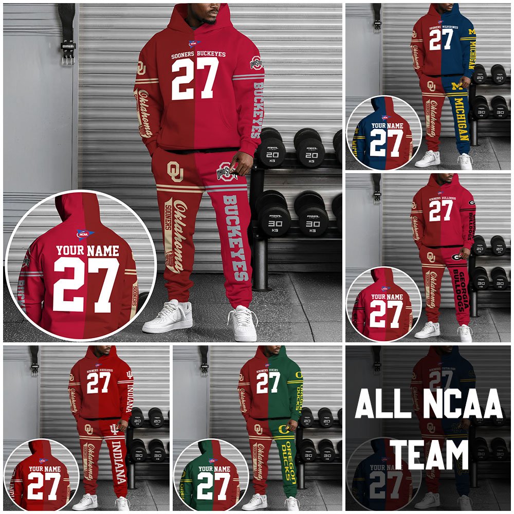 Oklahoma Sooners House Divided Combo Hoodie And Sweatpant Custom Number, Name And Team, Football Gifts For Fan ETRG-63057