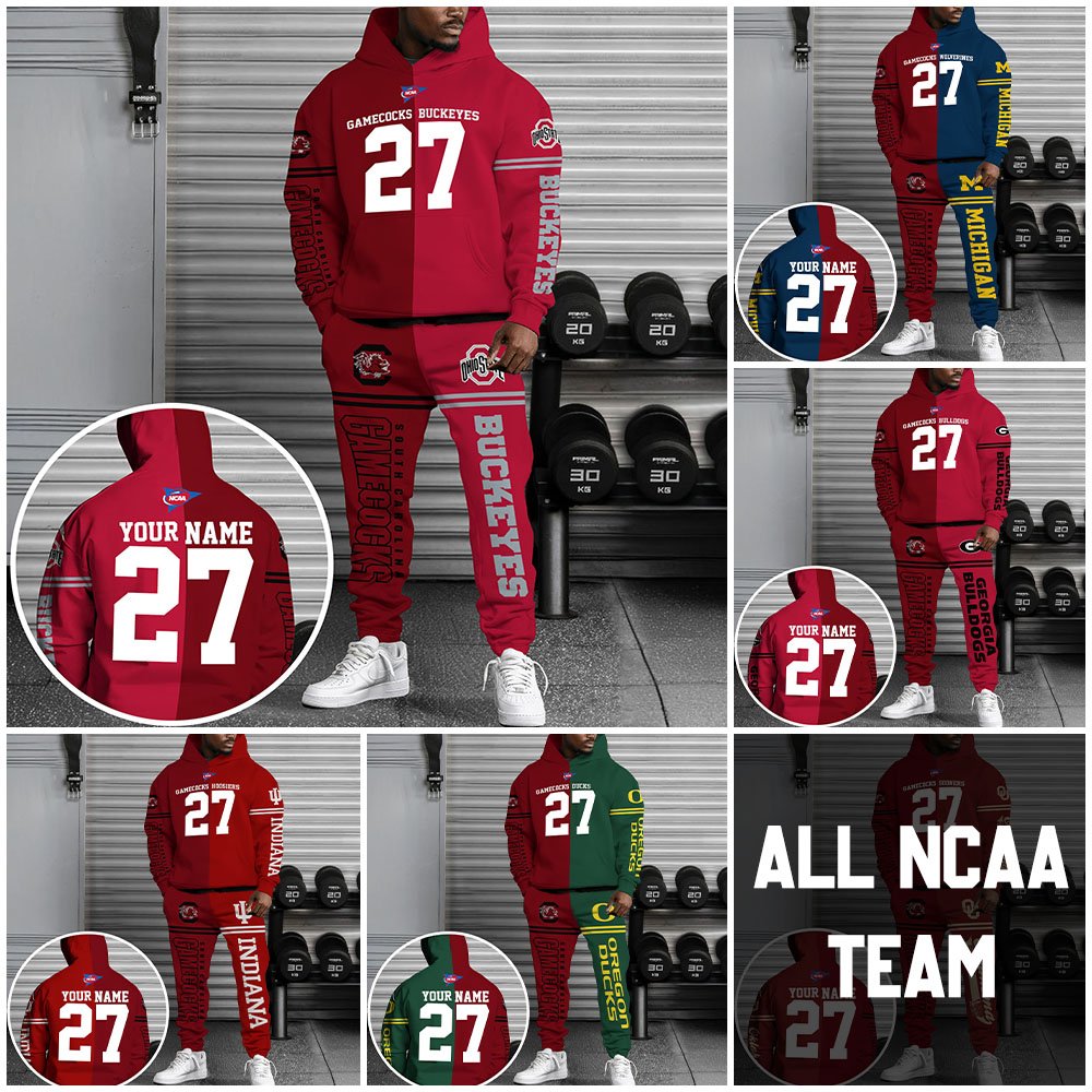 South Carolina Gamecocks House Divided Combo Hoodie And Sweatpant Custom Number, Name And Team, Football Gifts For Fan ETRG-63057