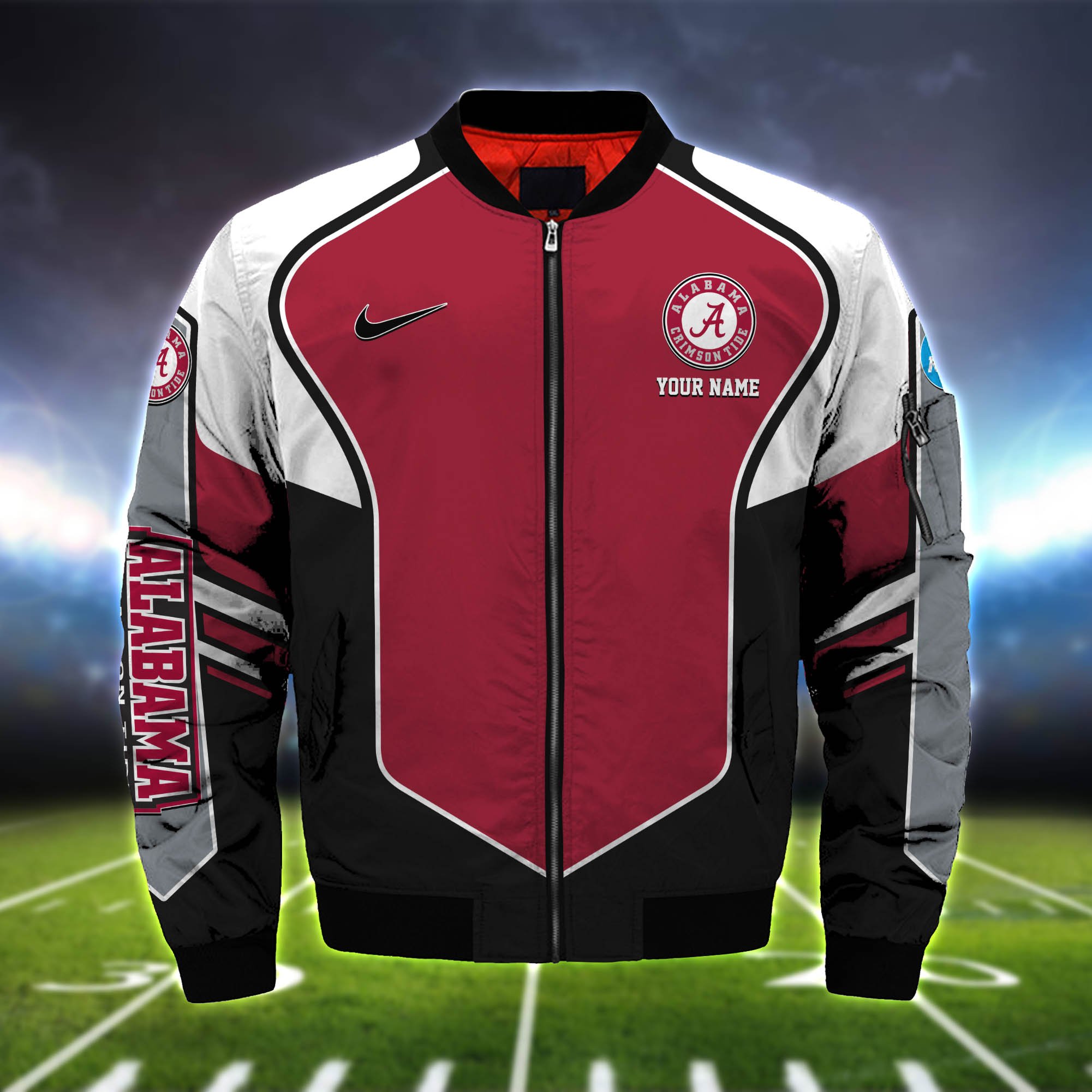 Alternative view of Alabama Crimson Tide Bomber Jacket 2024 Version Custom Name, Sport Team Jacket For Fans ETHY-122036