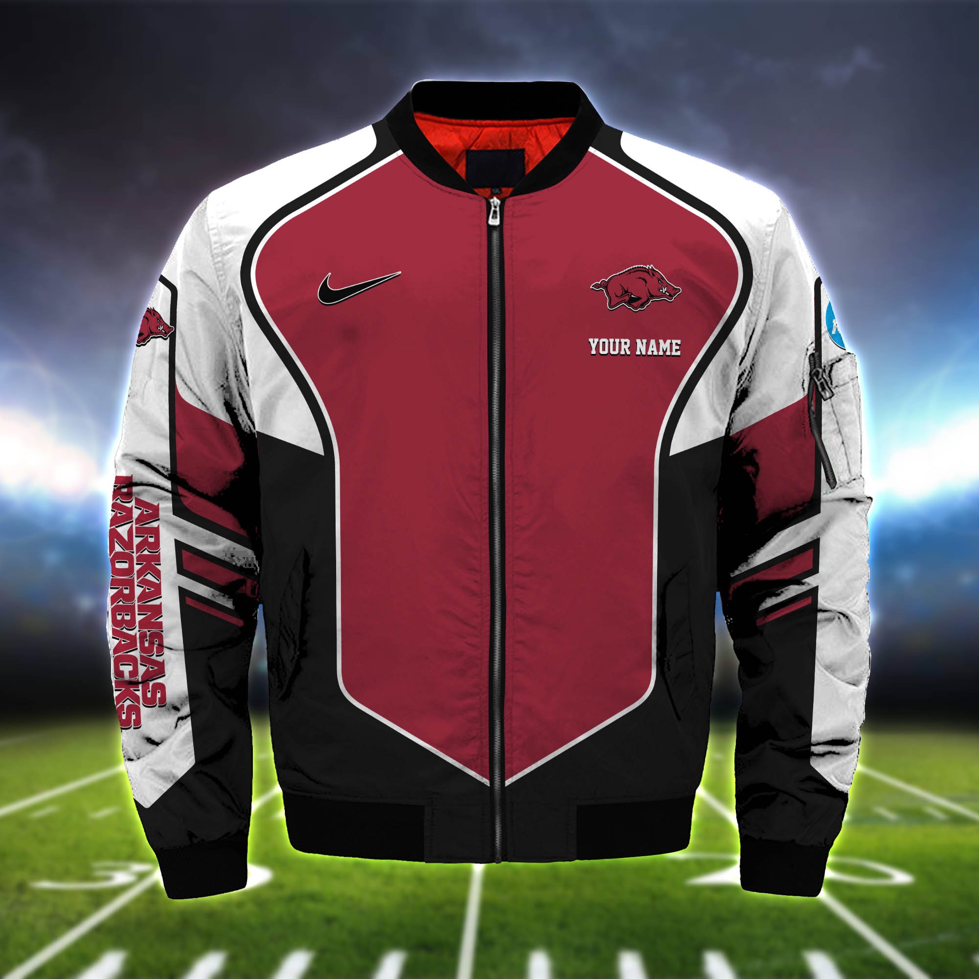 Alternative view of Arkansas Razorbacks Bomber Jacket 2024 Version Custom Name, Sport Team Jacket For Fans ETHY-122036