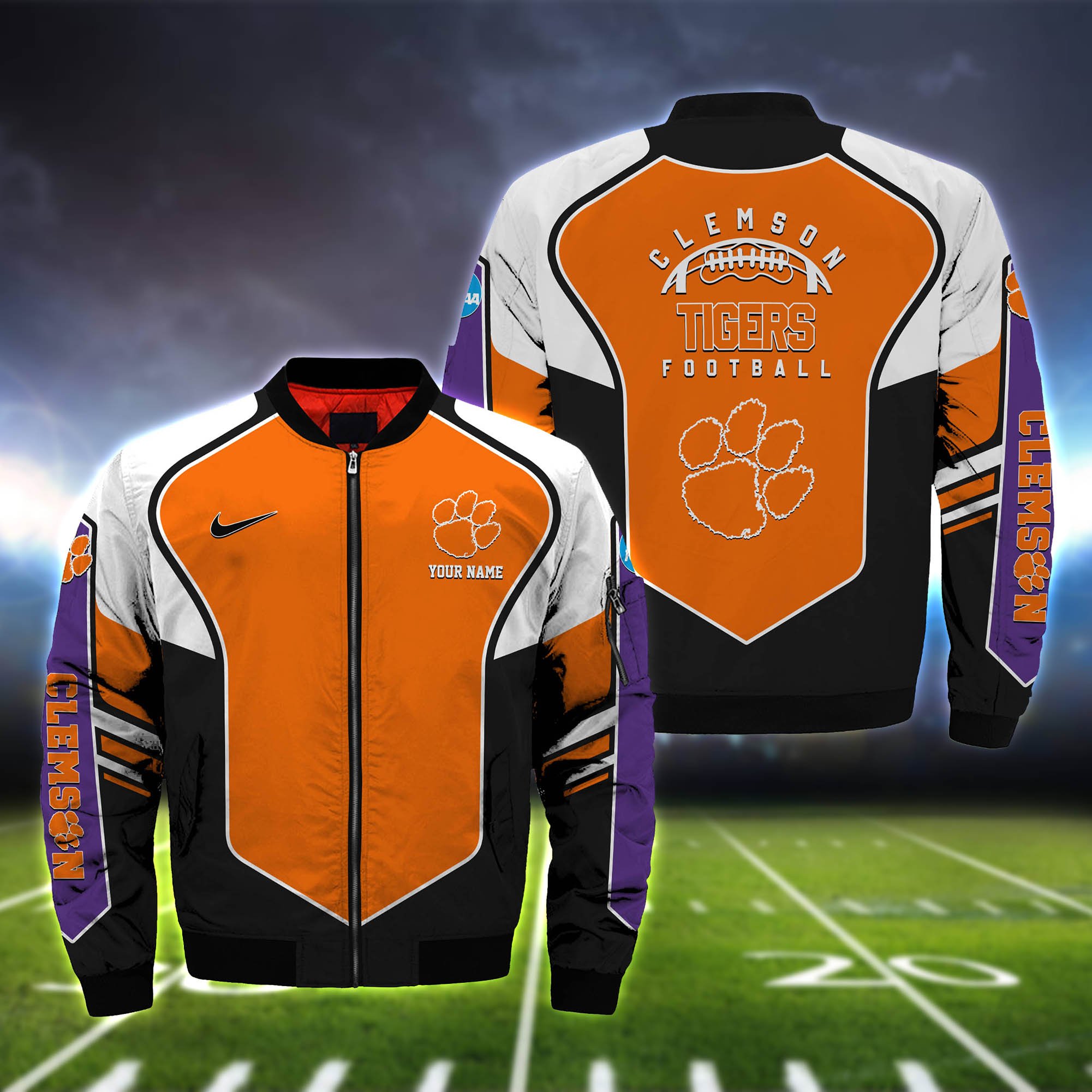 Clemson Tigers Bomber Jacket 2024 Version Custom Name, Sport Team Jacket For Fans ETHY-122036