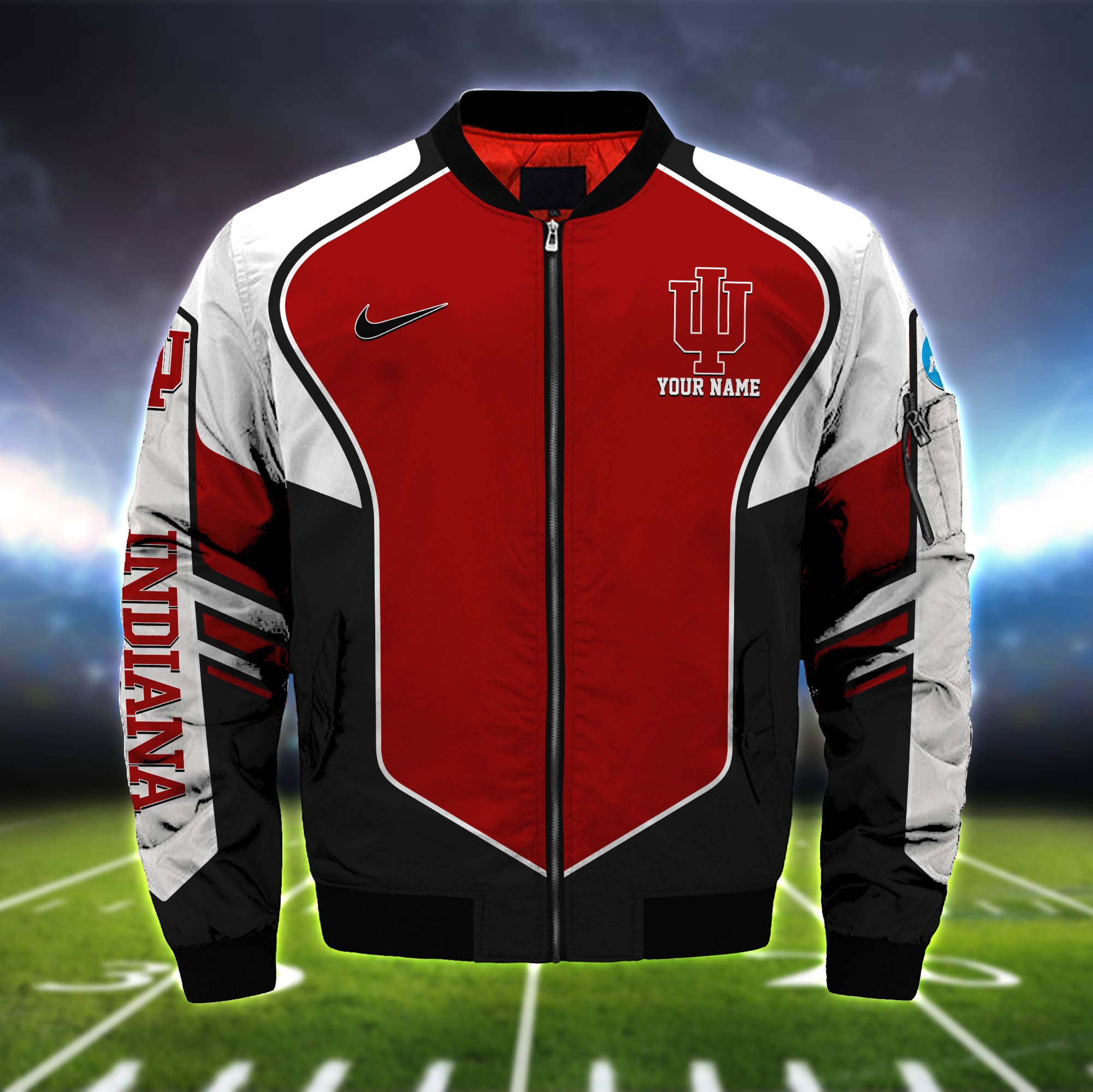 Alternative view of Indiana Hoosiers Bomber Jacket 2024 Version Custom Name, Sport Team Jacket For Fans ETHY-122036