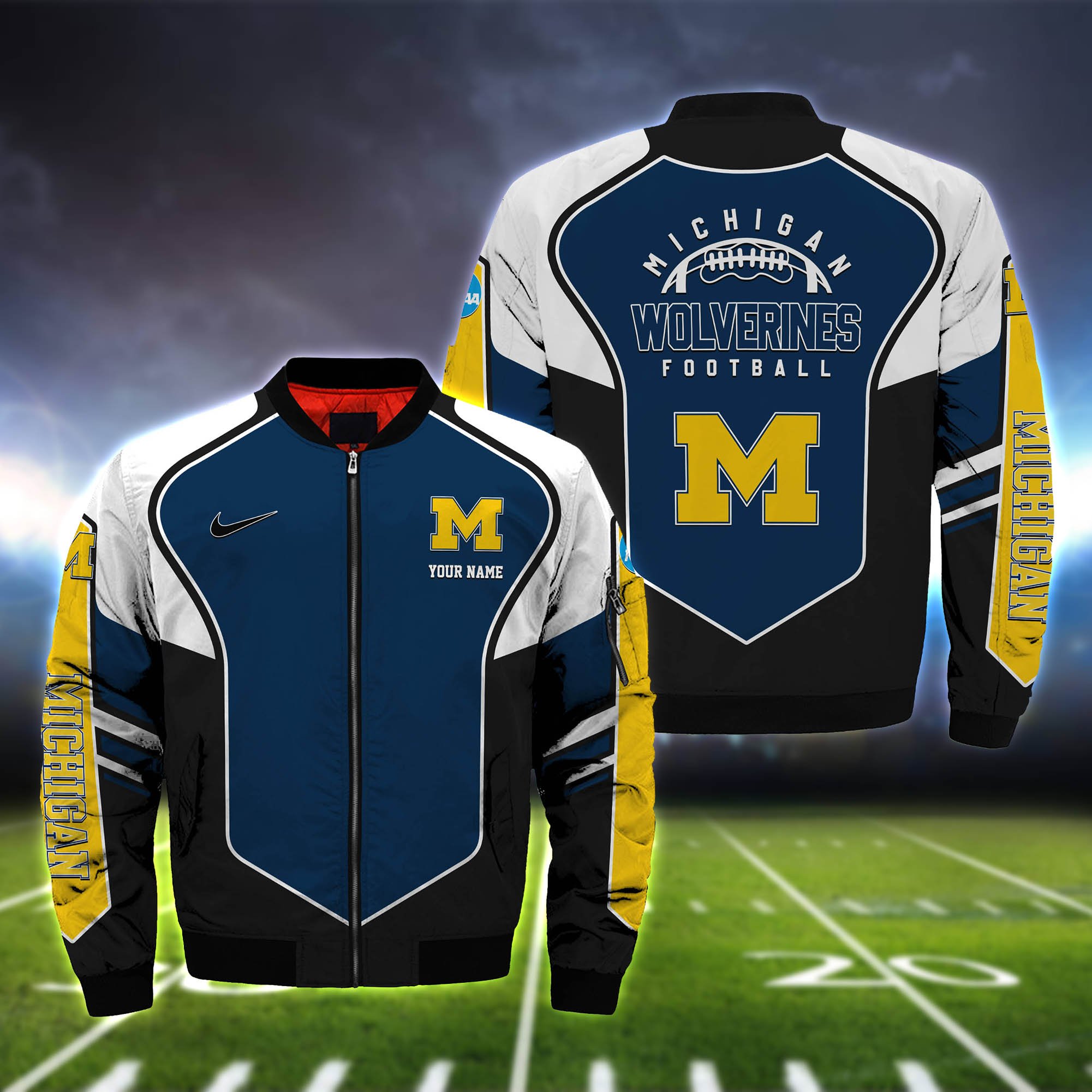 Michigan Wolverines Bomber Jacket 2024 Version Custom Name, Sport Team Jacket For Fans ETHY-122036