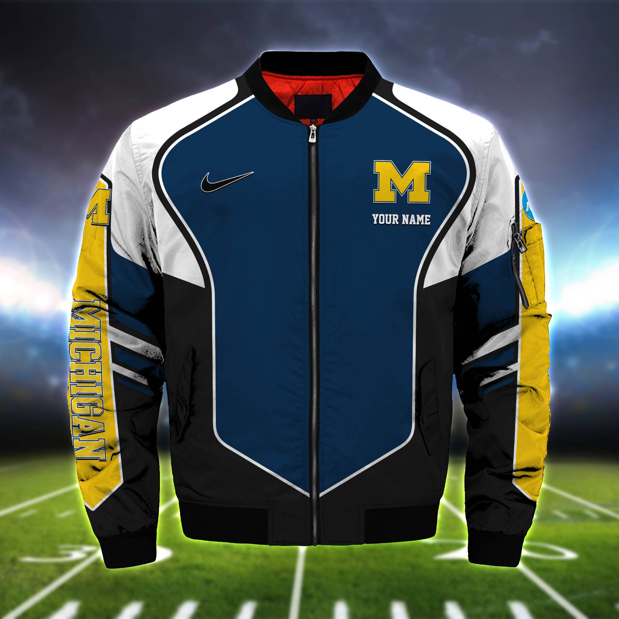 Alternative view of Michigan Wolverines Bomber Jacket 2024 Version Custom Name, Sport Team Jacket For Fans ETHY-122036