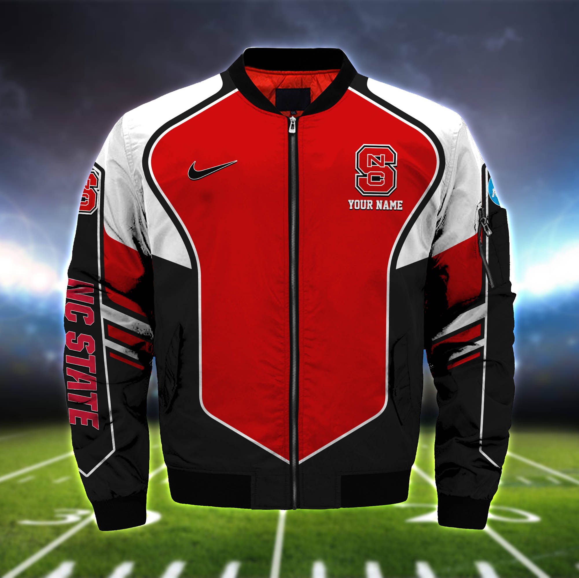 Alternative view of NC State Wolfpack Bomber Jacket 2024 Version Custom Name, Sport Team Jacket For Fans ETHY-122036