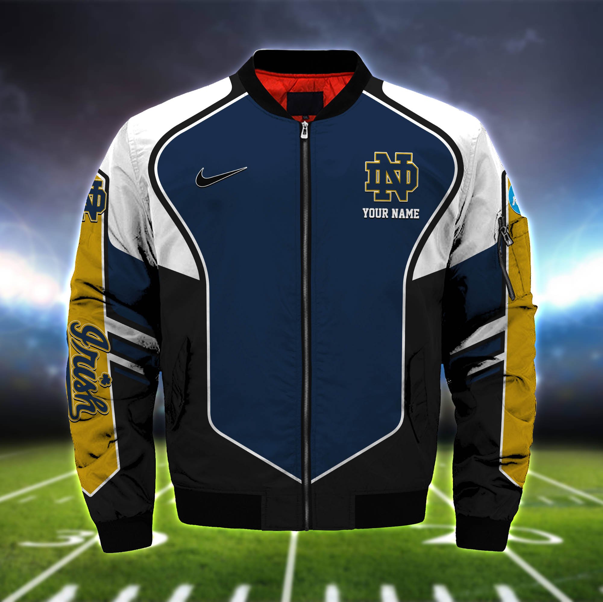 Alternative view of Notre Dame Fighting Irish Bomber Jacket 2024 Version Custom Name, Sport Team Jacket For Fans ETHY-122036