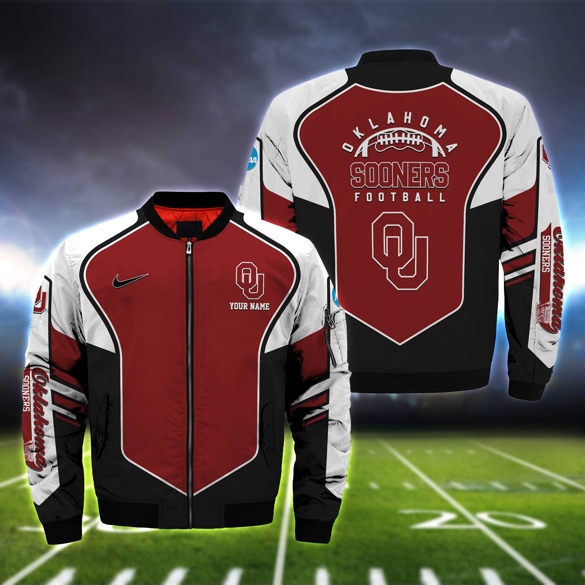 Oklahoma Sooners Bomber Jacket 2024 Version Custom Name, Sport Team Jacket For Fans ETHY-122036