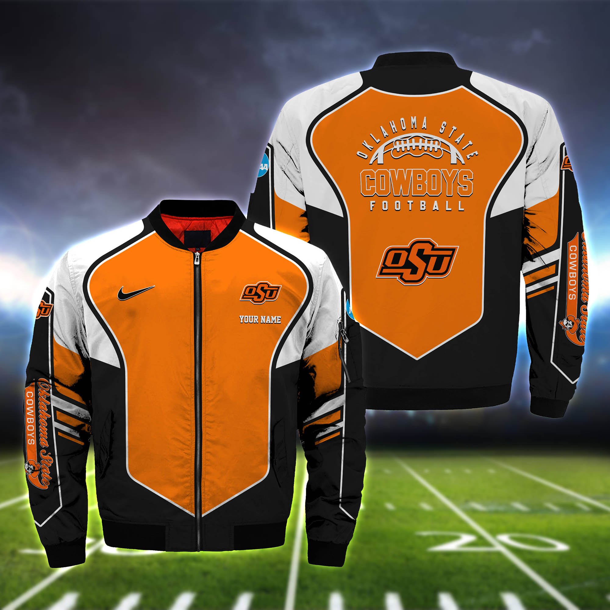 Oklahoma State Cowboys Bomber Jacket 2024 Version Custom Name, Sport Team Jacket For Fans ETHY-122036