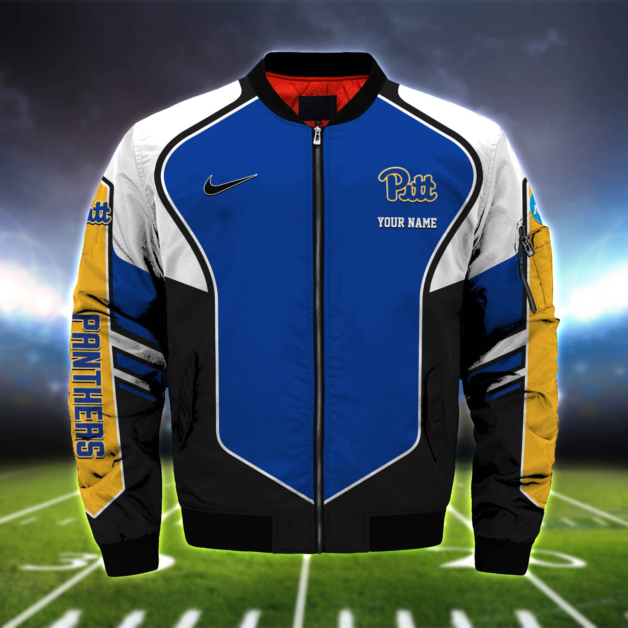 Alternative view of Pittsburgh Panthers Bomber Jacket 2024 Version Custom Name, Sport Team Jacket For Fans ETHY-122036