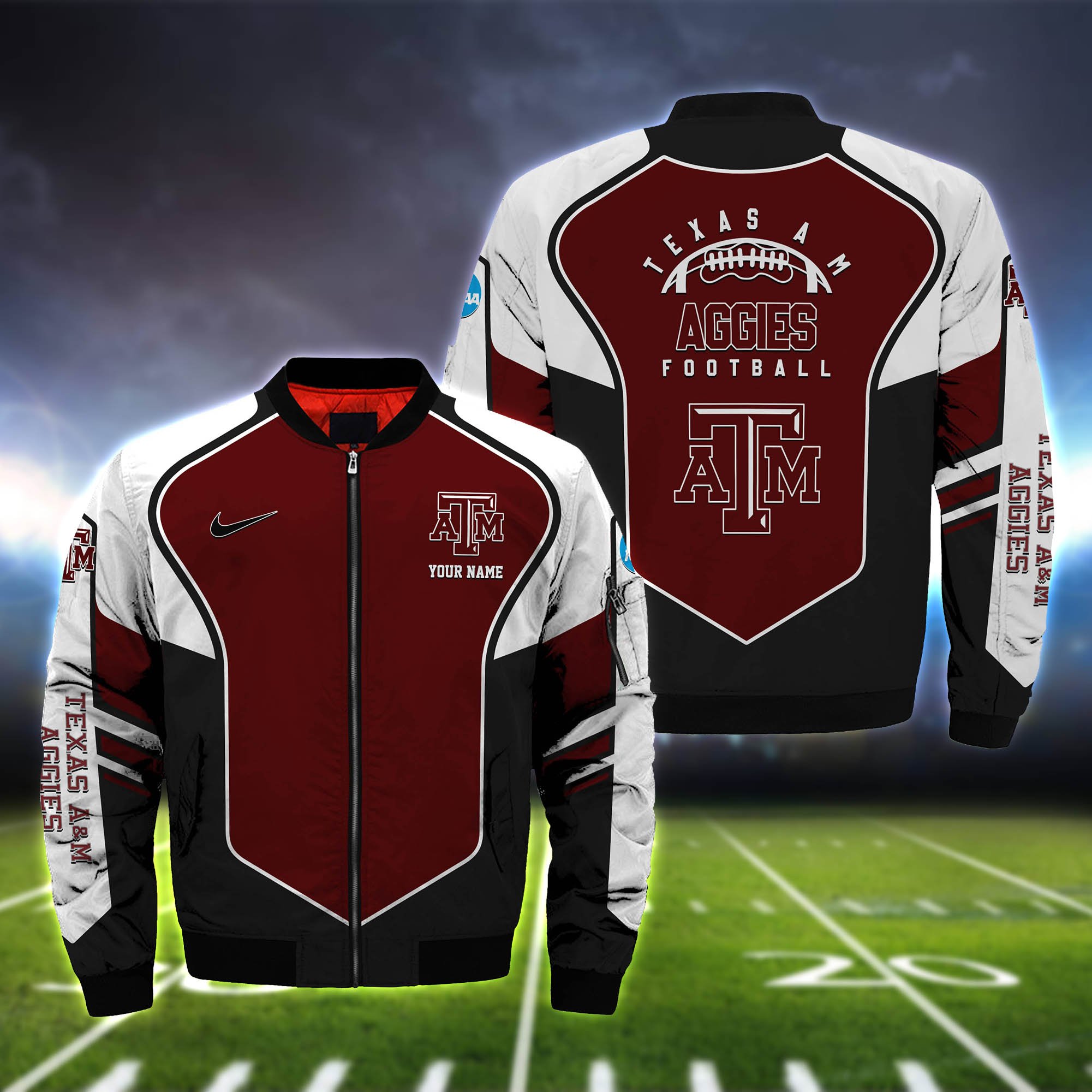 Texas A&M Aggies Bomber Jacket 2024 Version Custom Name, Sport Team Jacket For Fans ETHY-122036